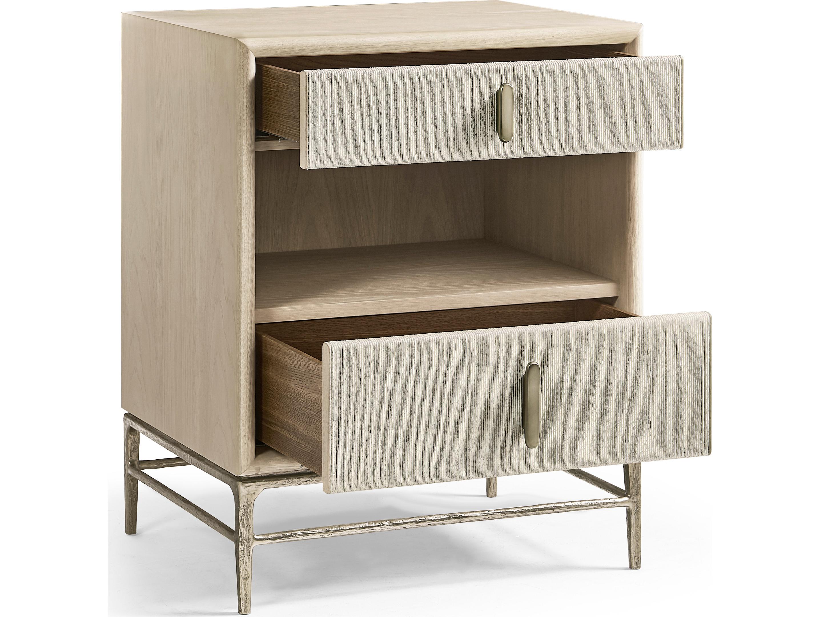 Jonathan Charles Water 2-Drawers Beige Oak Wood Nightstand