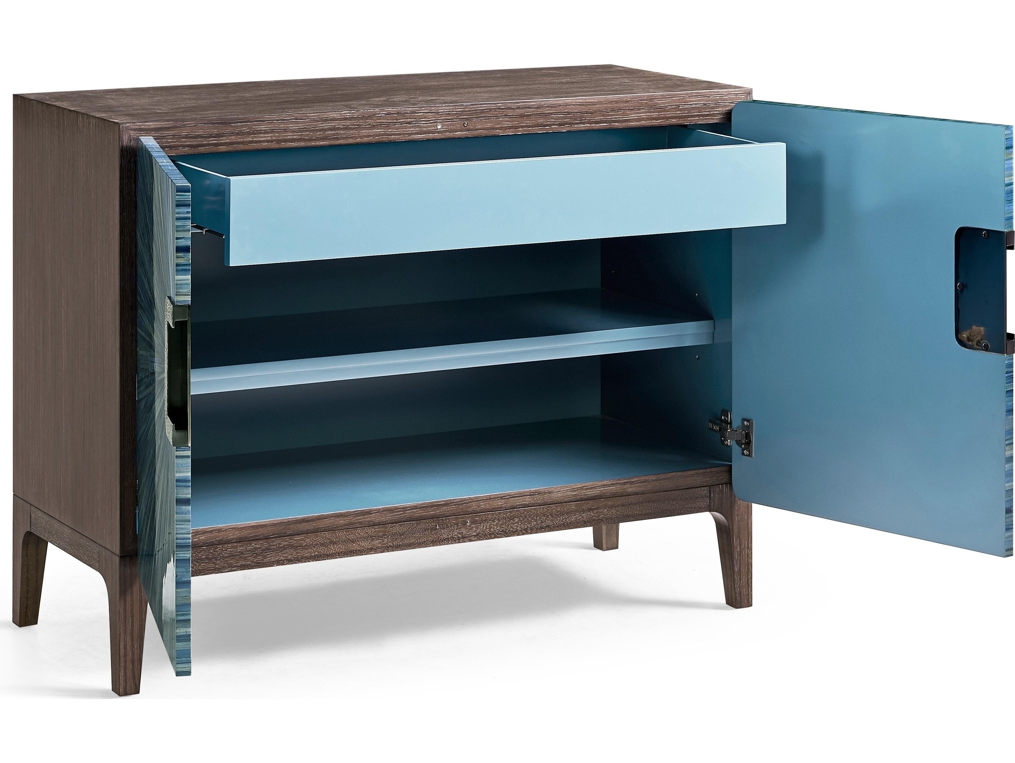 Jonathan Charles Jc Modern Azure Blue Straw Accent Chest