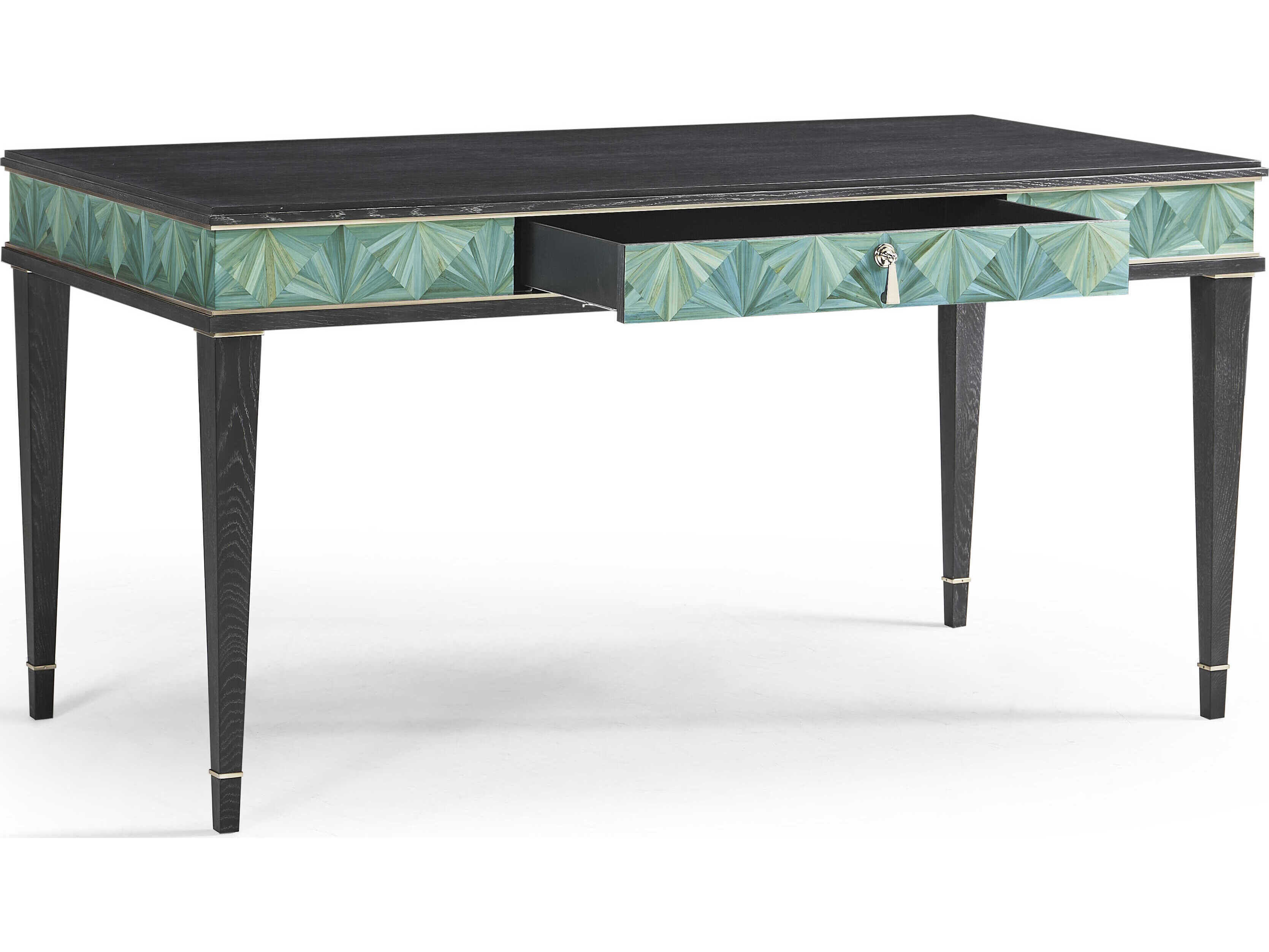 Jonathan Charles Jc Modern Blue Straw Rattan Writing Desk JC