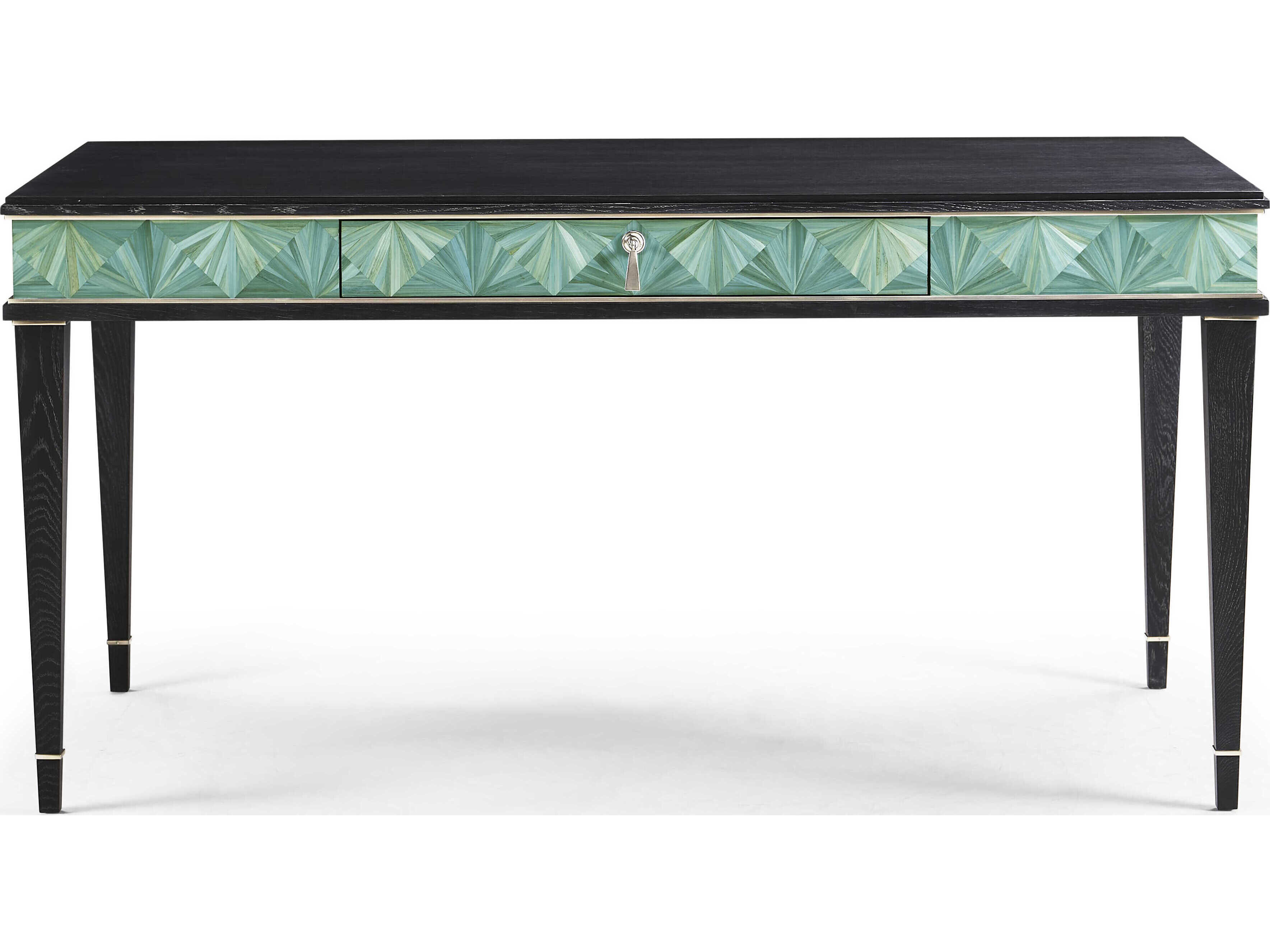 Jonathan Charles Jc Modern Blue Straw Rattan Writing Desk JC