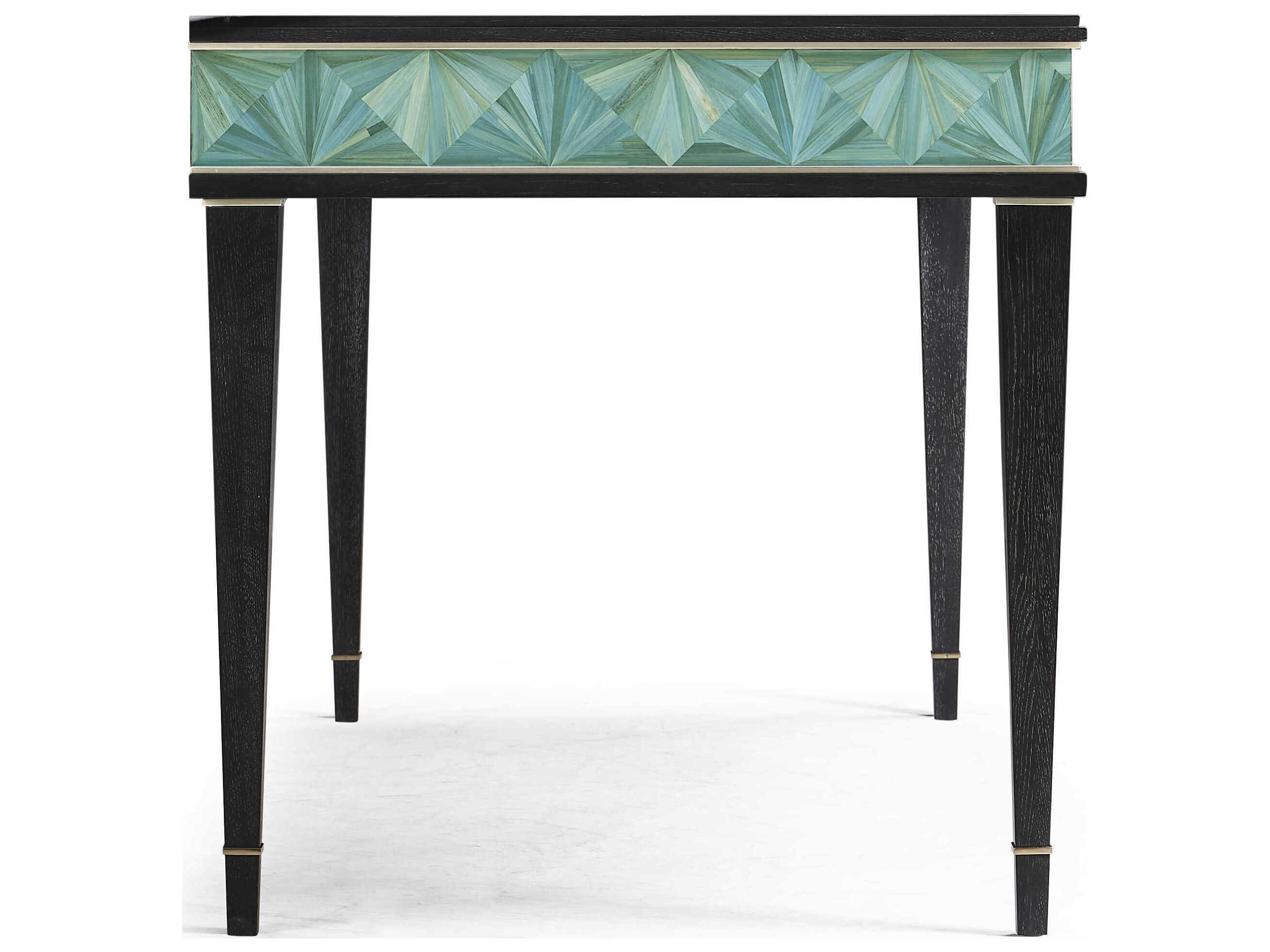 Jonathan Charles Jc Modern Blue Straw Rattan Writing Desk JC