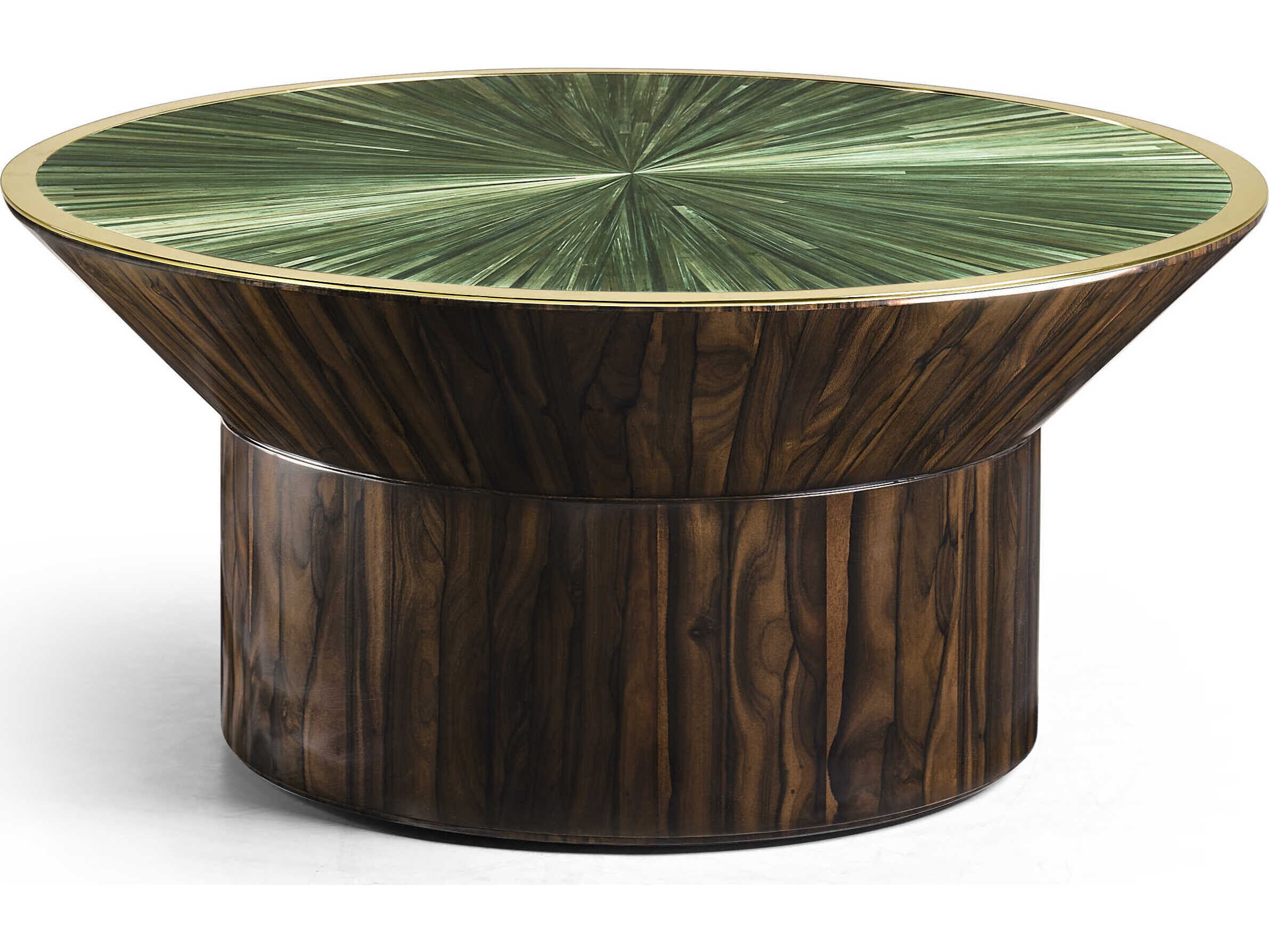 Jonathan Charles Jc Modern Round Wood Jade Green Straw JC Coffee Table