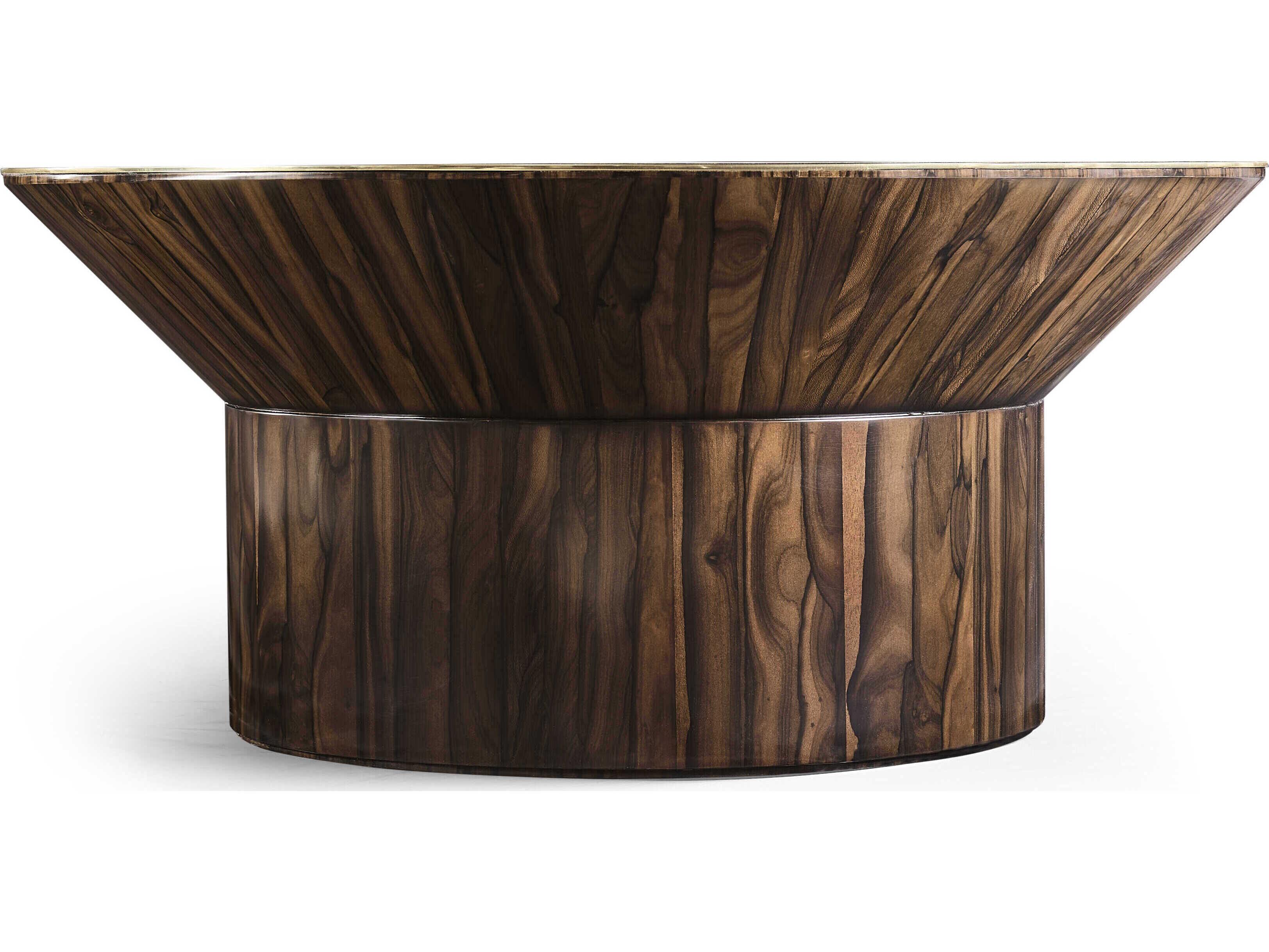 Jonathan Charles Jc Modern Round Wood Jade Green Straw JC Coffee Table