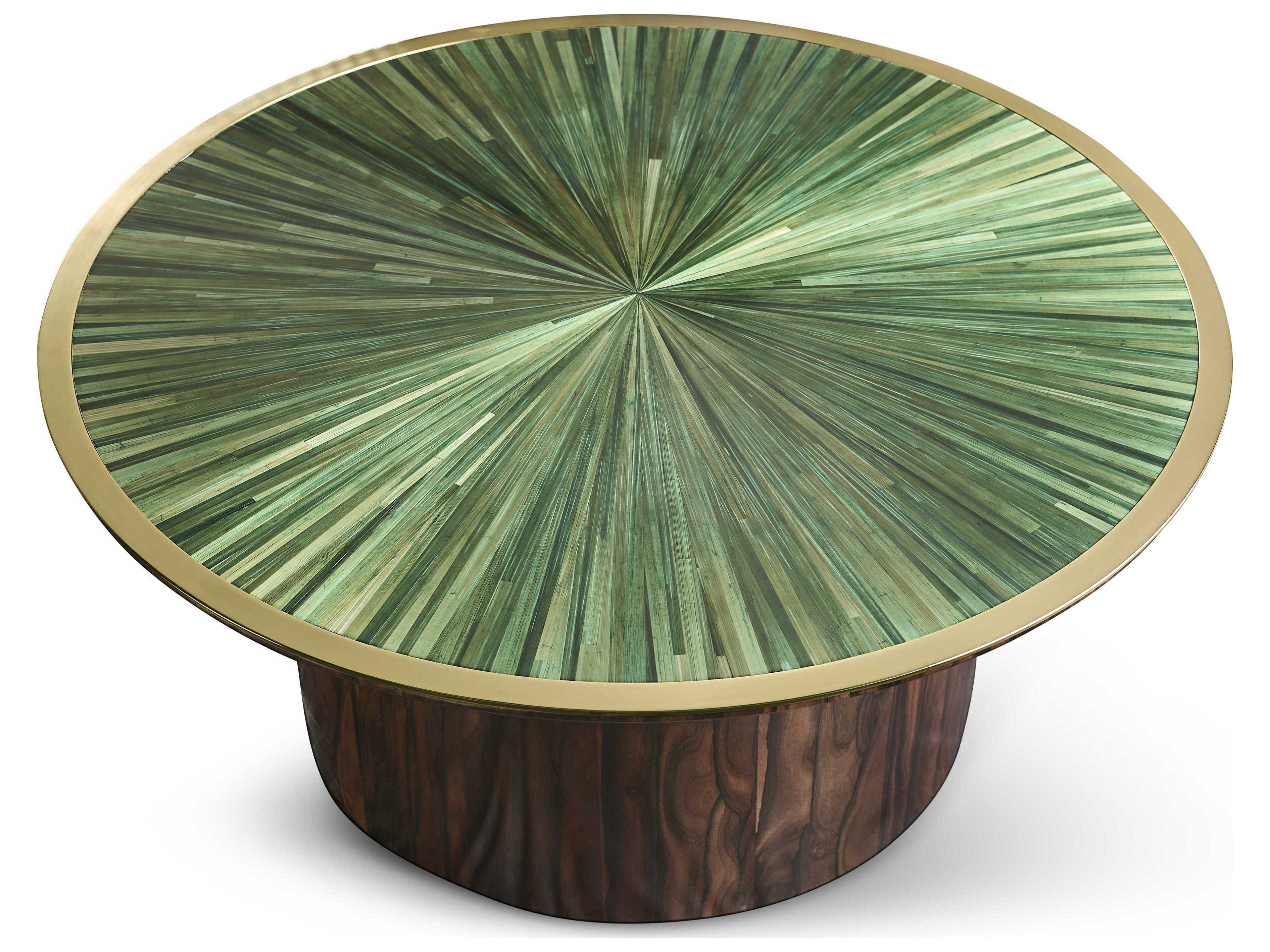 Jonathan Charles Jc Modern Round Wood Jade Green Straw JC Coffee Table