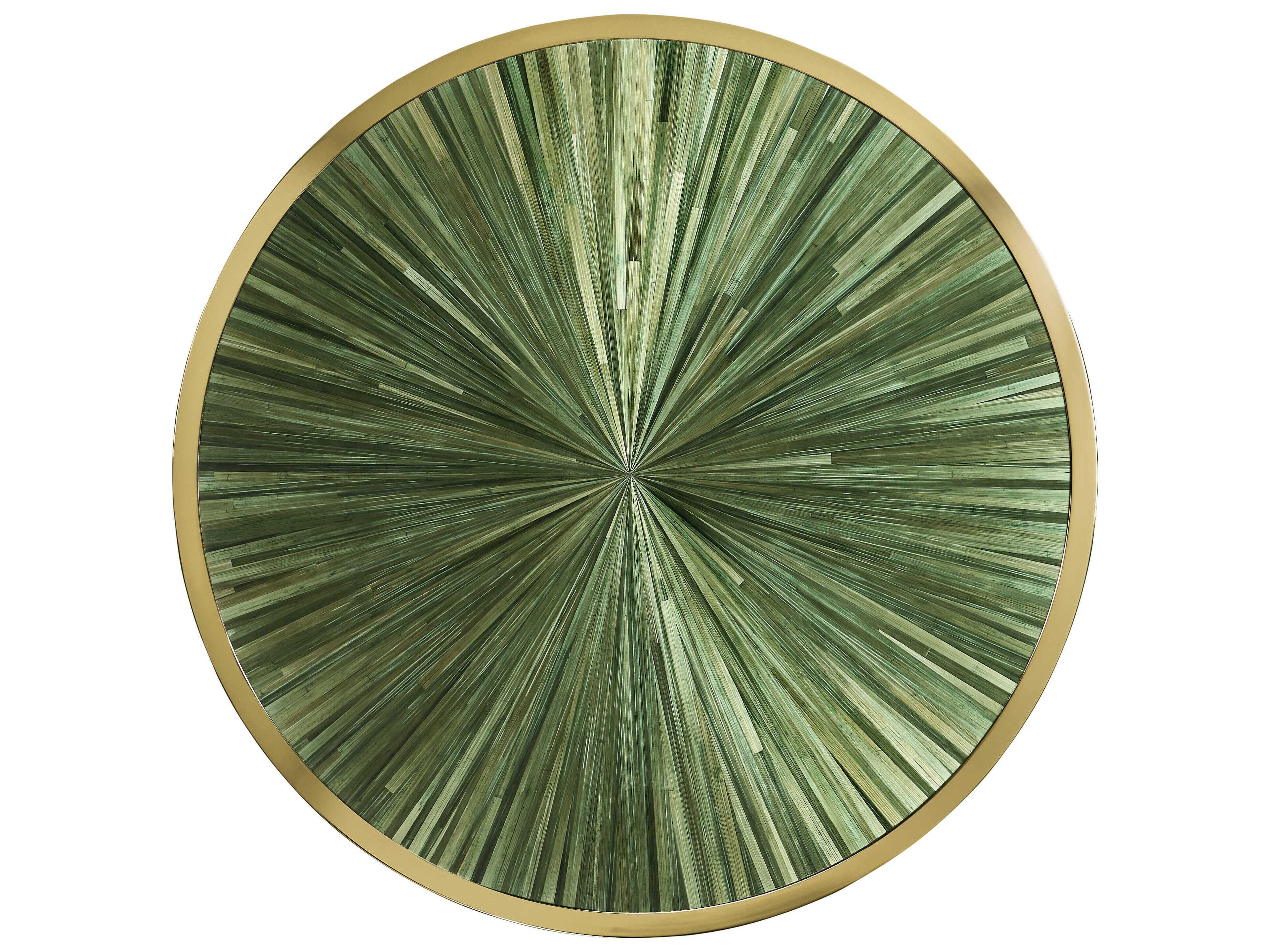 Jonathan Charles Jc Modern Round Wood Jade Green Straw JC Coffee Table