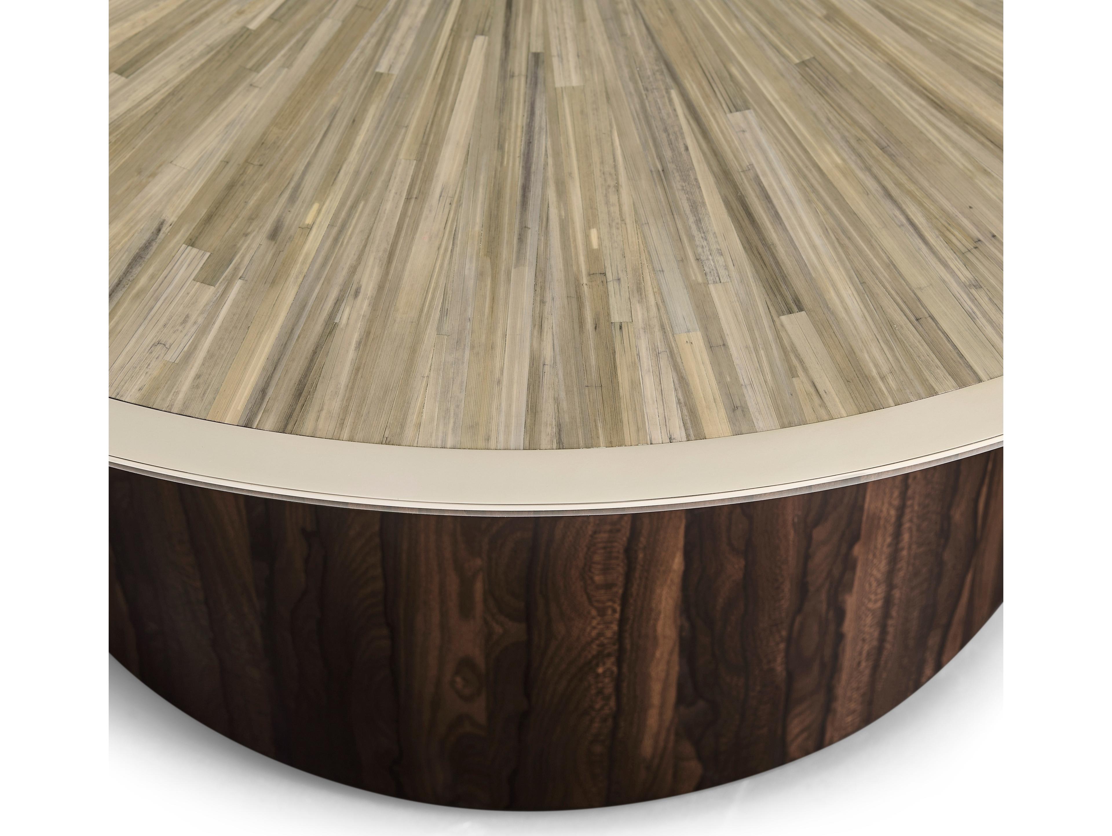 Jonathan Charles Jc Modern Round Wood Natural Straw Coffee Table