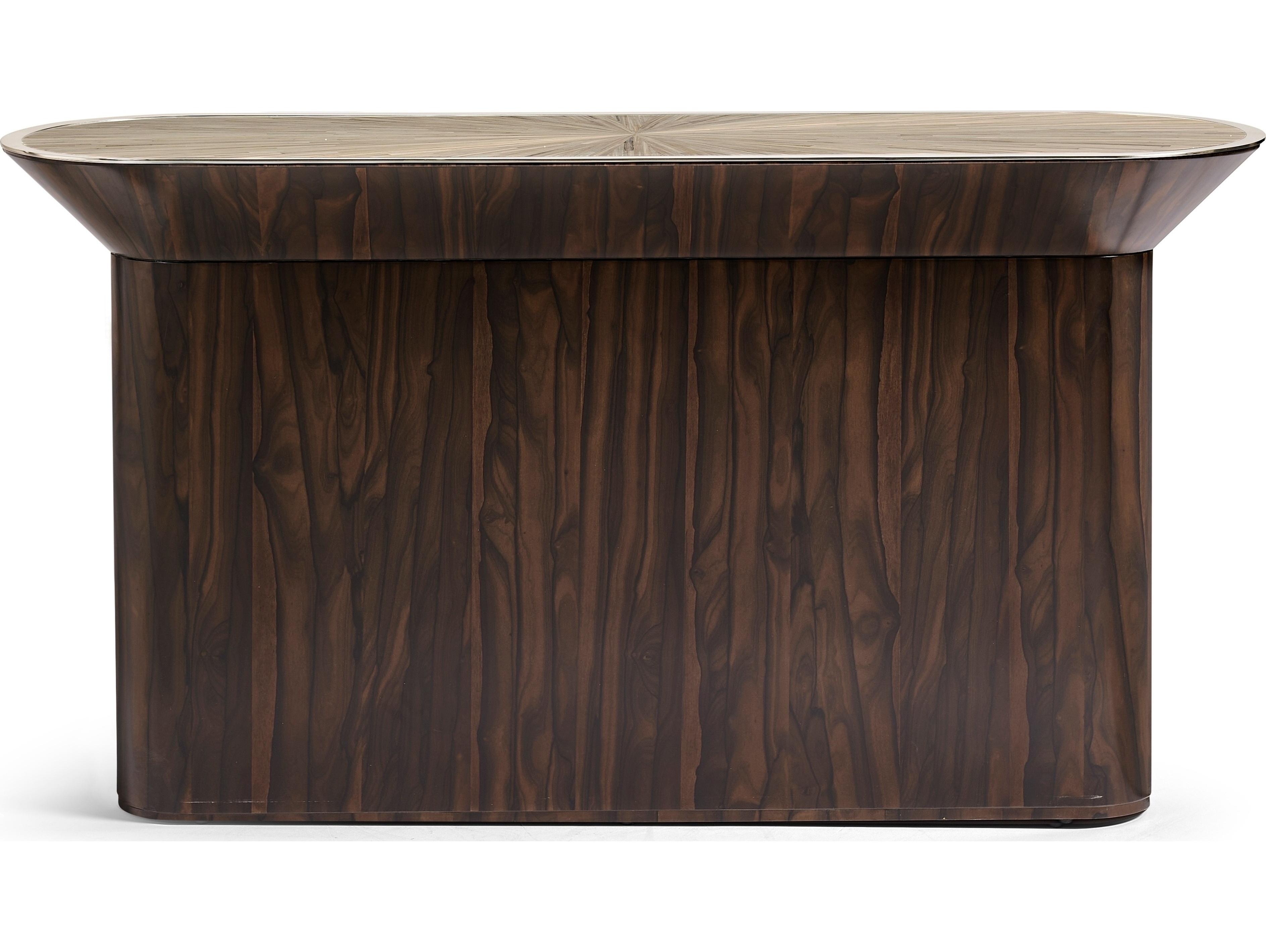 Jonathan Charles Jc Modern Oval Wood Natural Straw Console Table