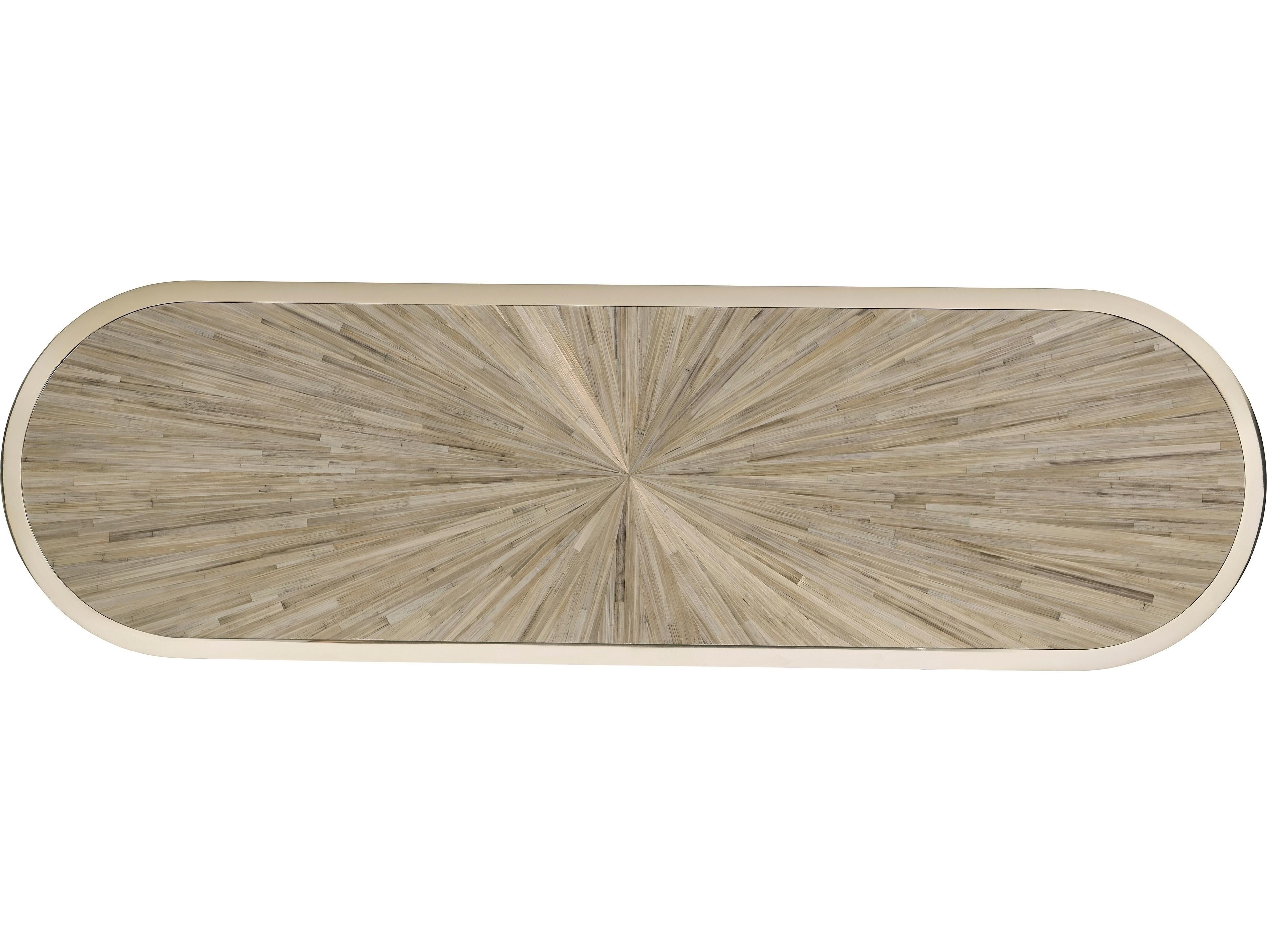 Jonathan Charles Jc Modern Oval Wood Natural Straw Console Table