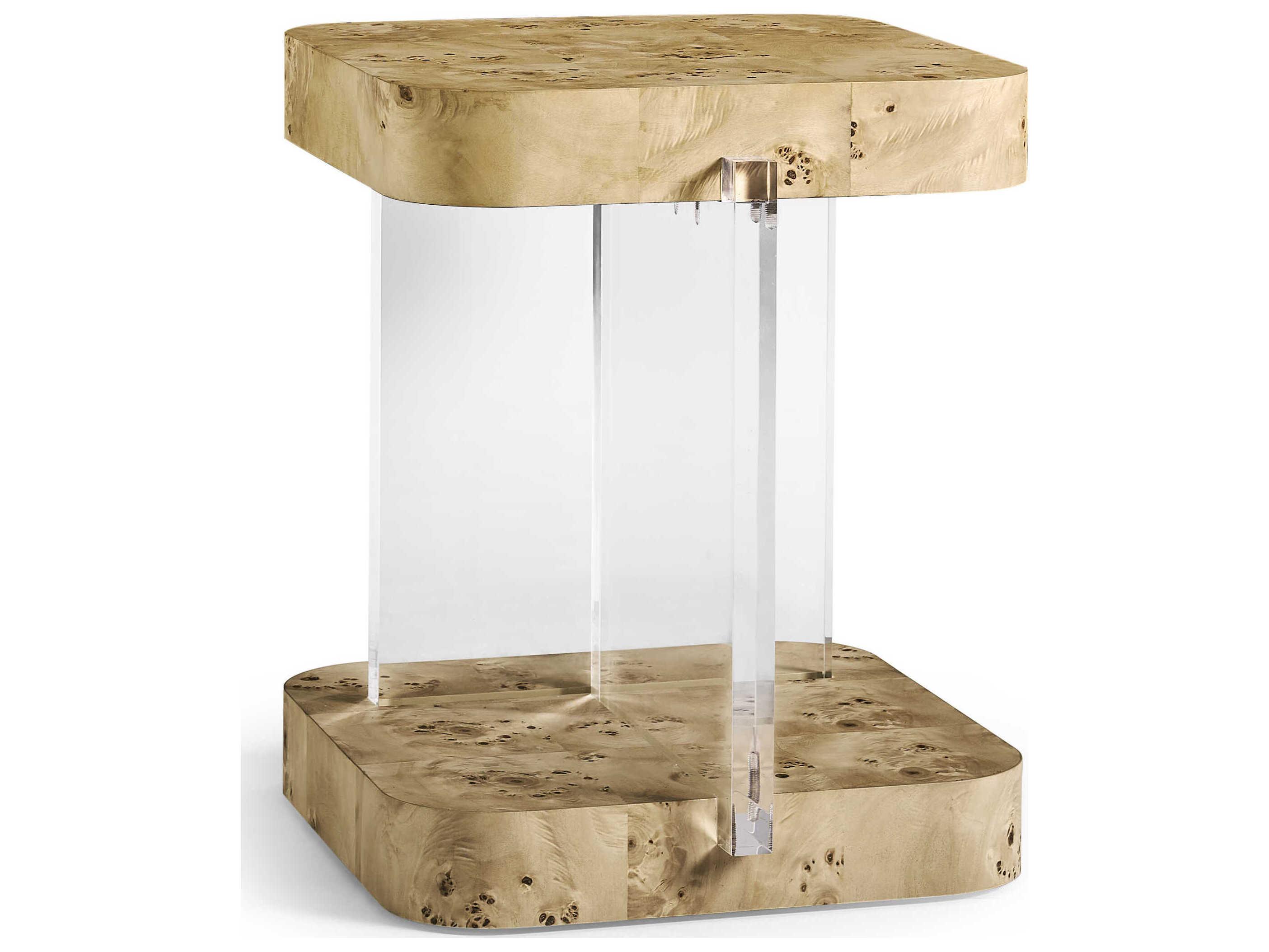 Jonathan Charles Water Rectangular Wood Natural Mappa Burl End Table