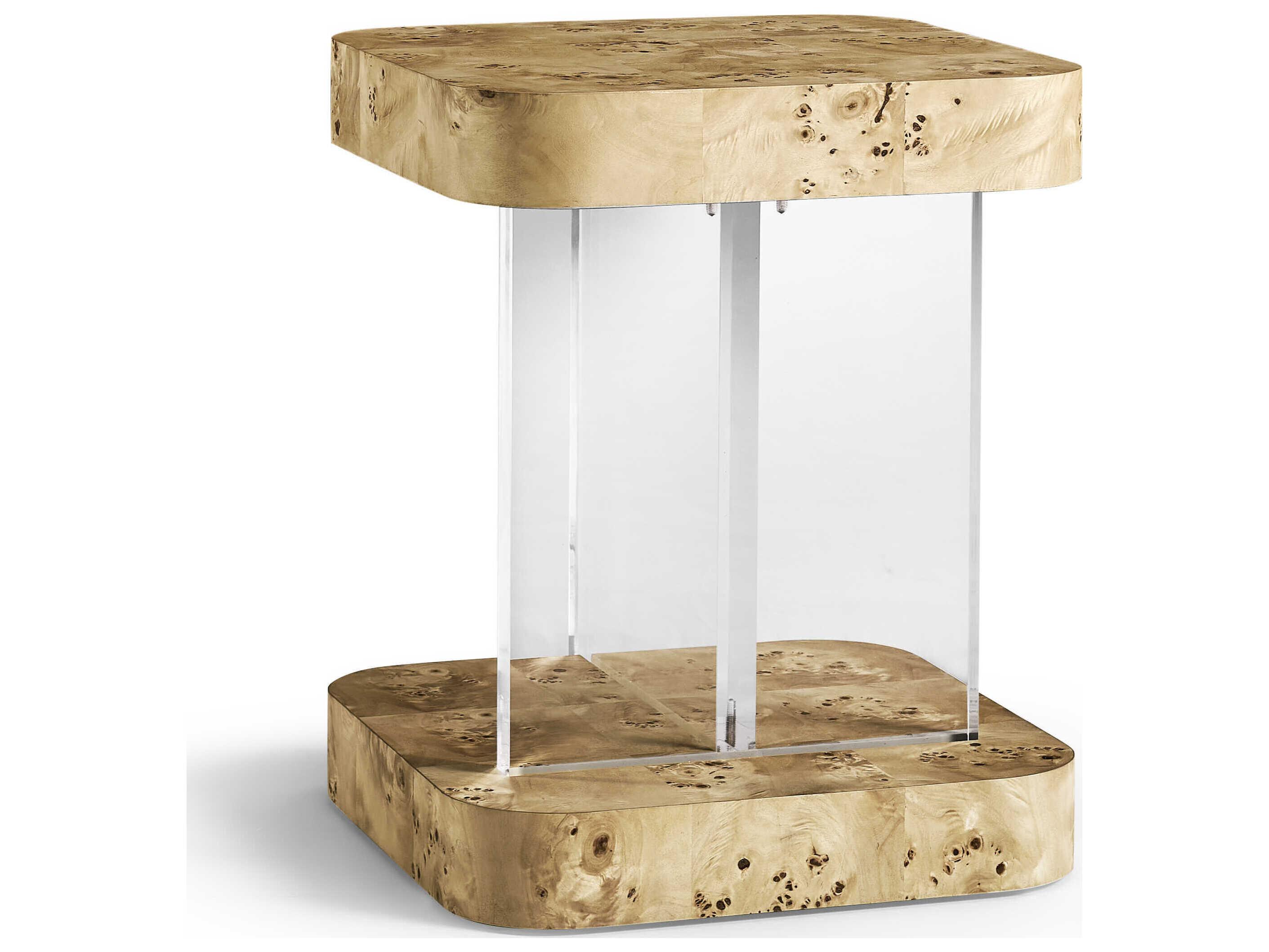 Jonathan Charles Water Rectangular Wood Natural Mappa Burl End Table