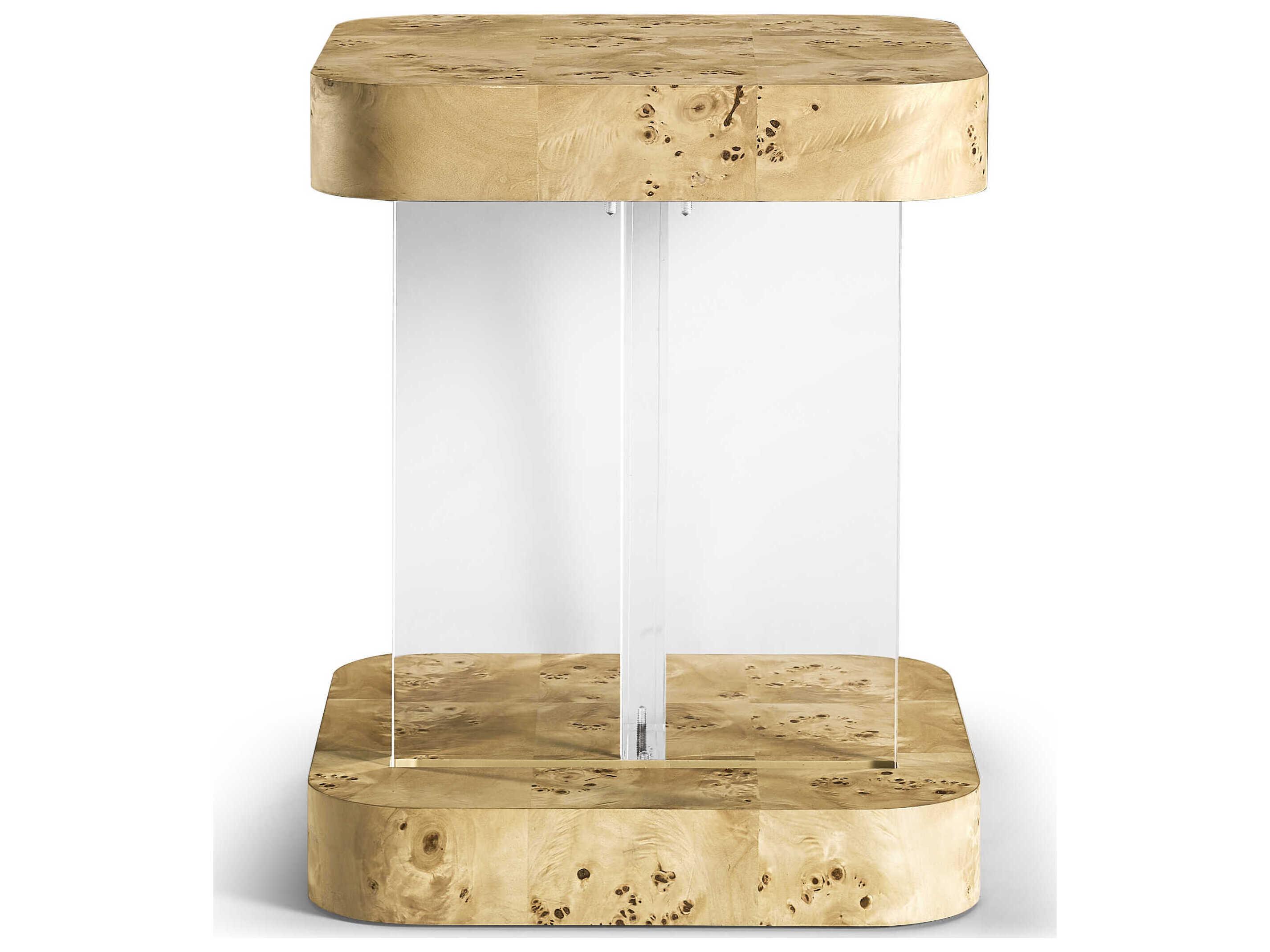 Jonathan Charles Water Rectangular Wood Natural Mappa Burl End Table
