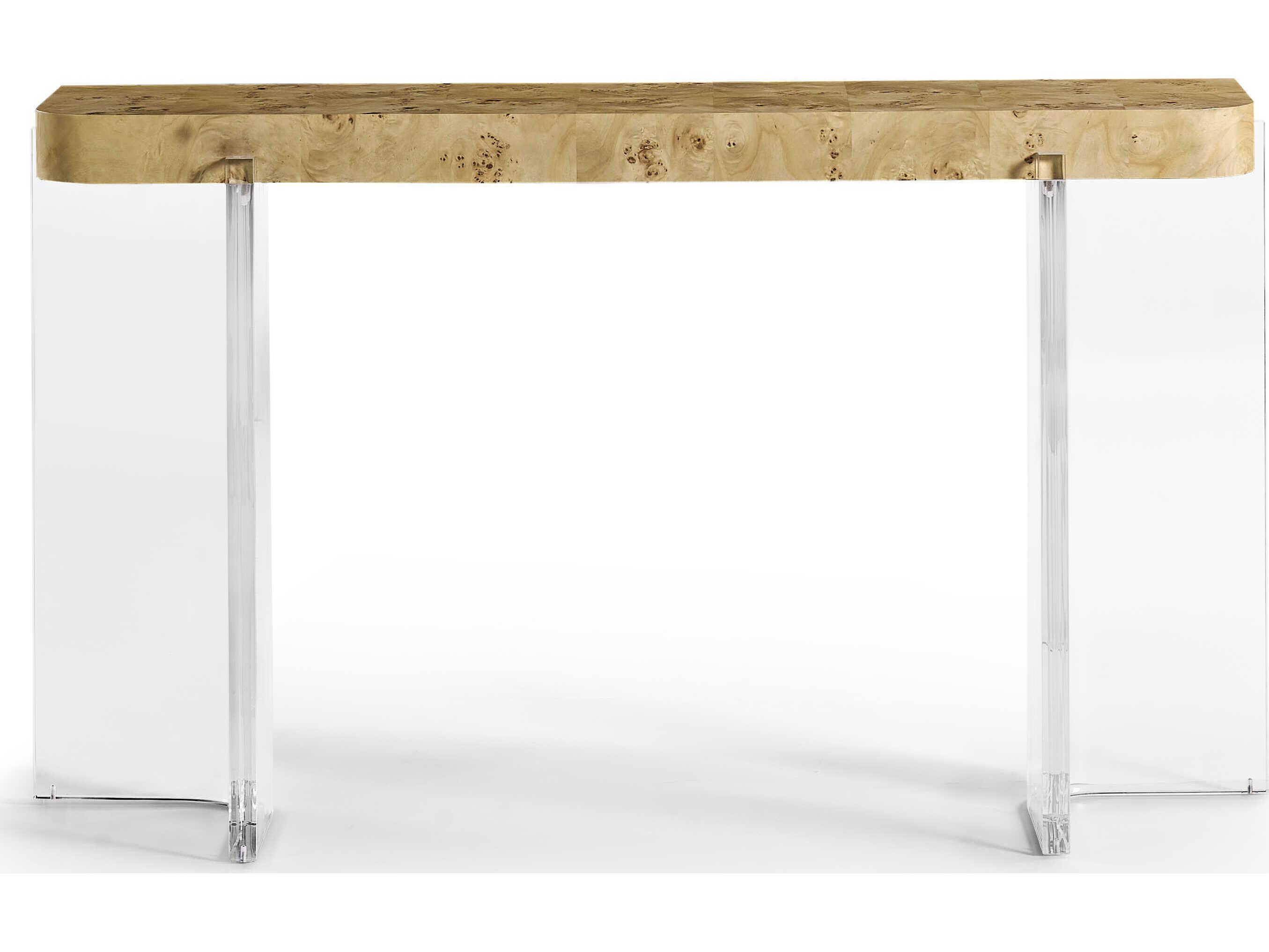 Jonathan Charles Water Rectangular Wood Natural Mappa Burl Console Table