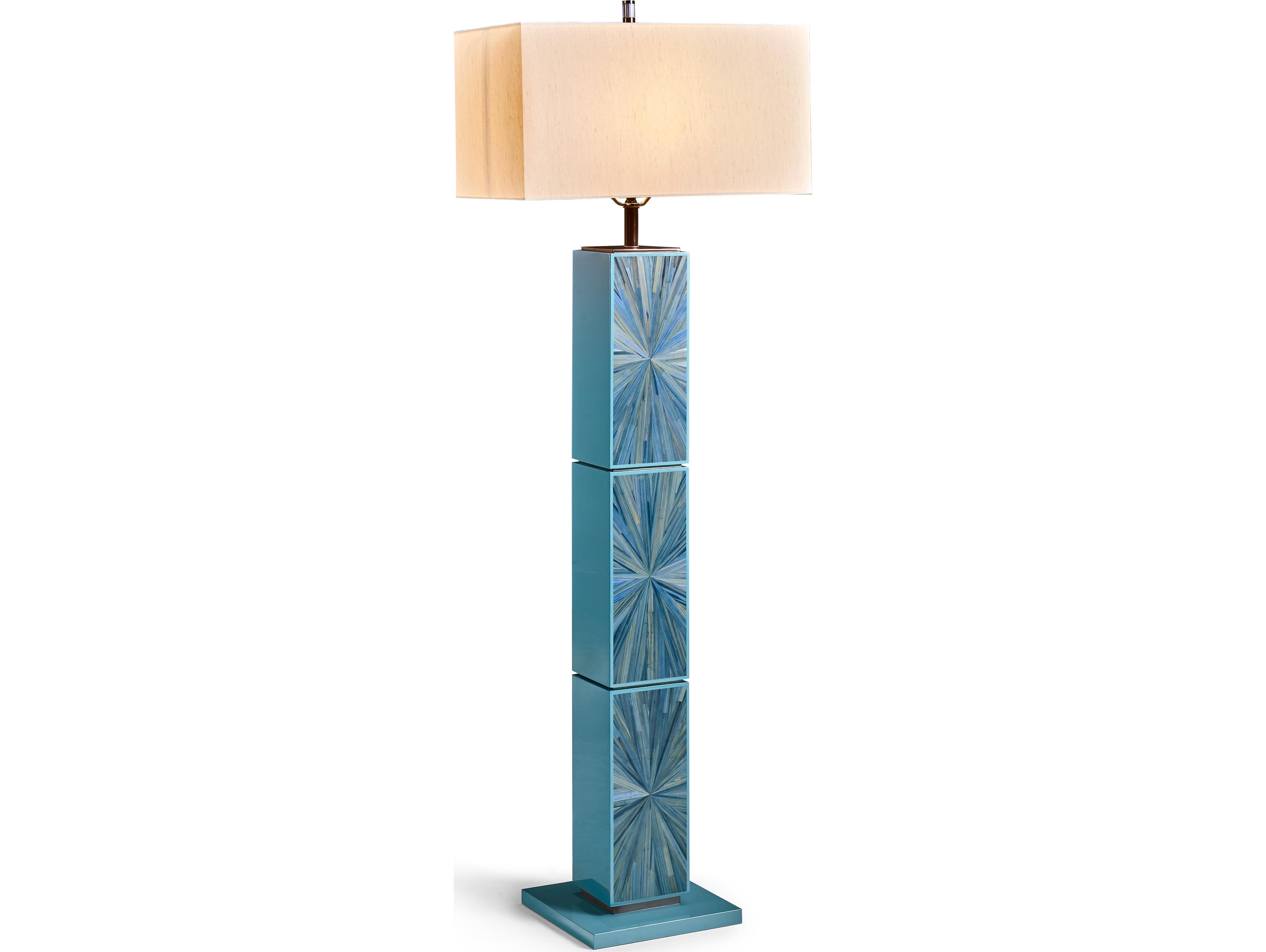 Jonathan Charles Jc Modern Azure Blue Straw Floor Lamp