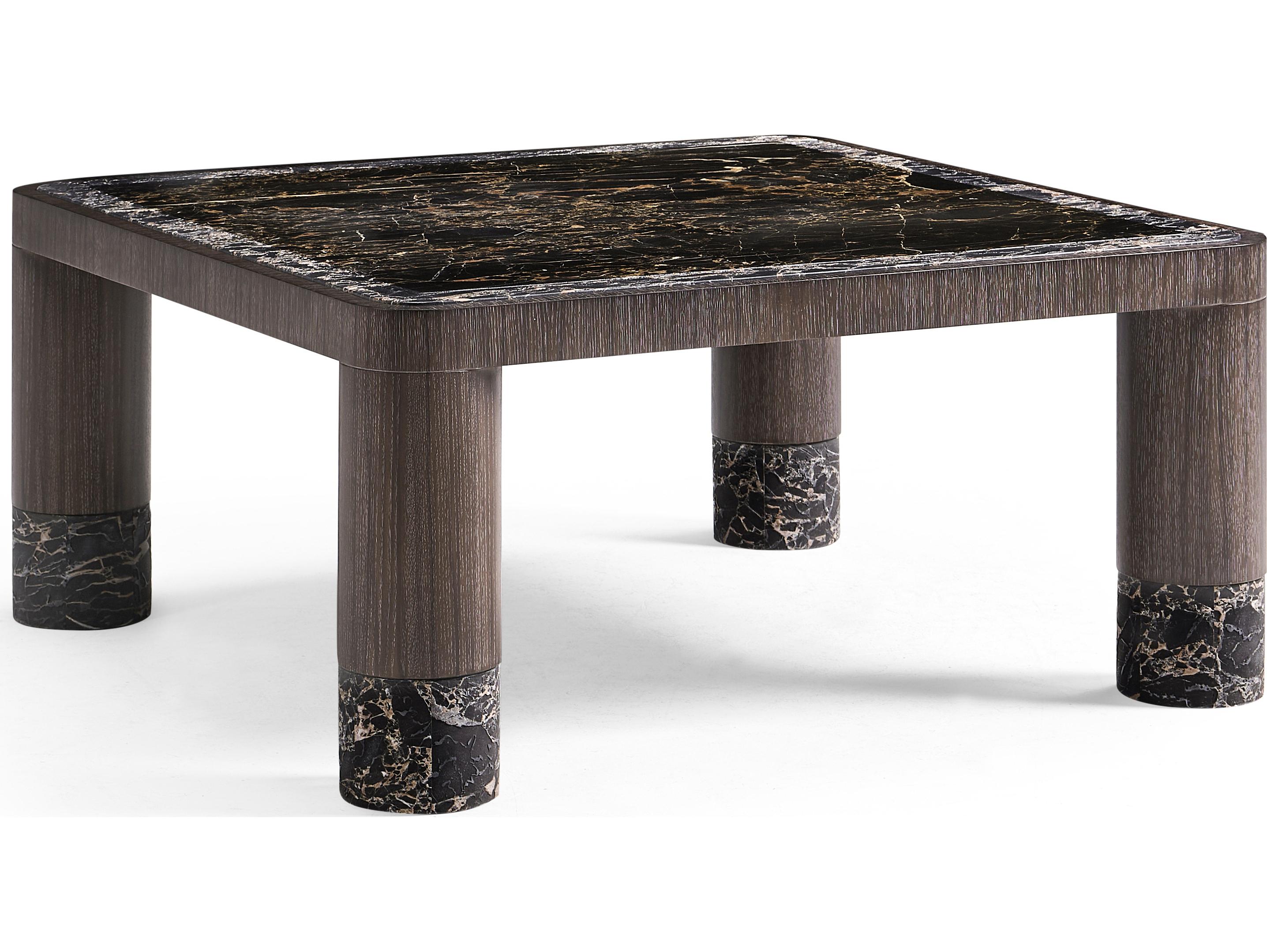 Jonathan Charles Jc Modern Square Marble Chocolate Apricot Oak Coffee Table