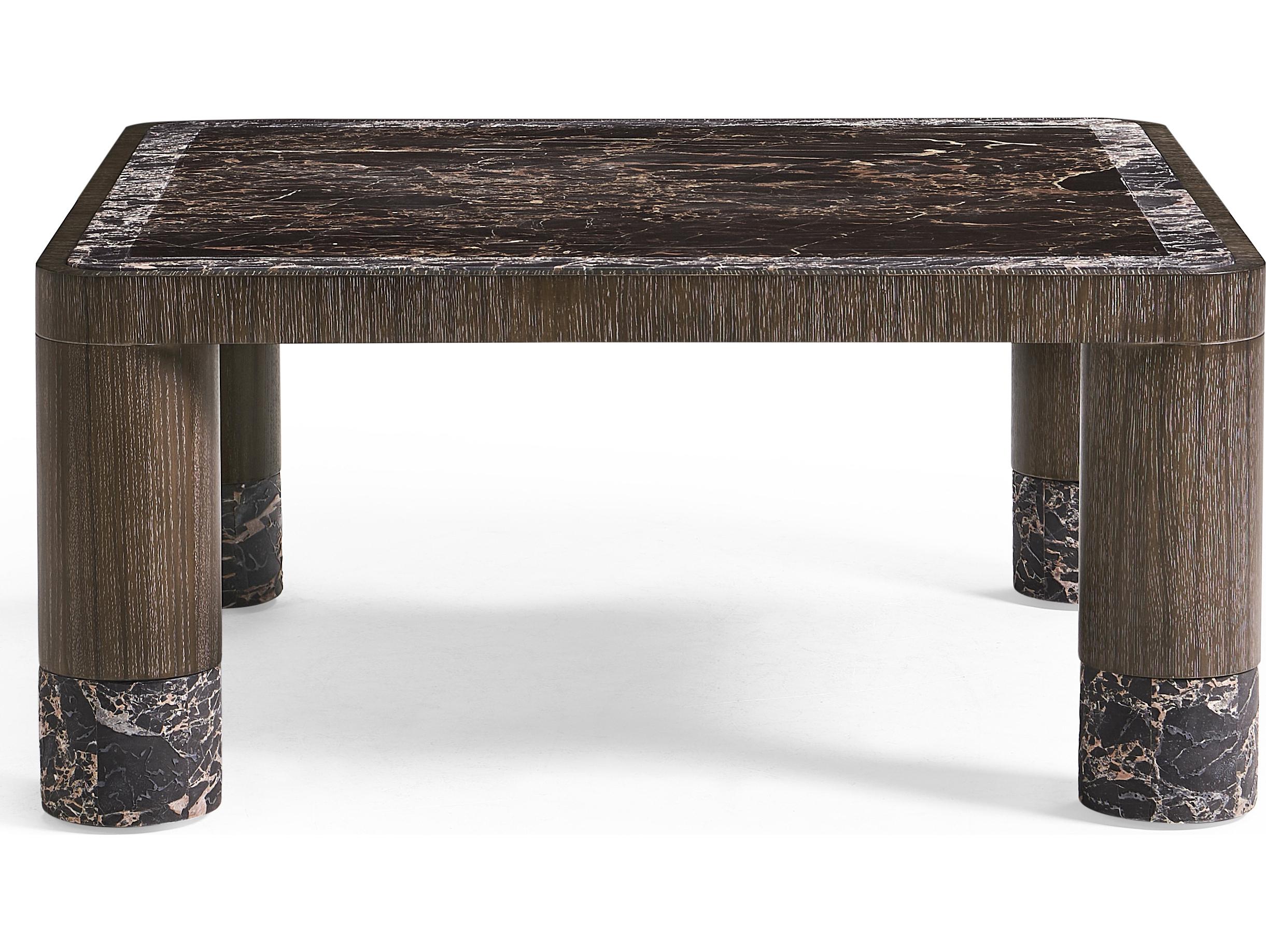 Jonathan Charles Jc Modern Square Marble Chocolate Apricot Oak Coffee Table