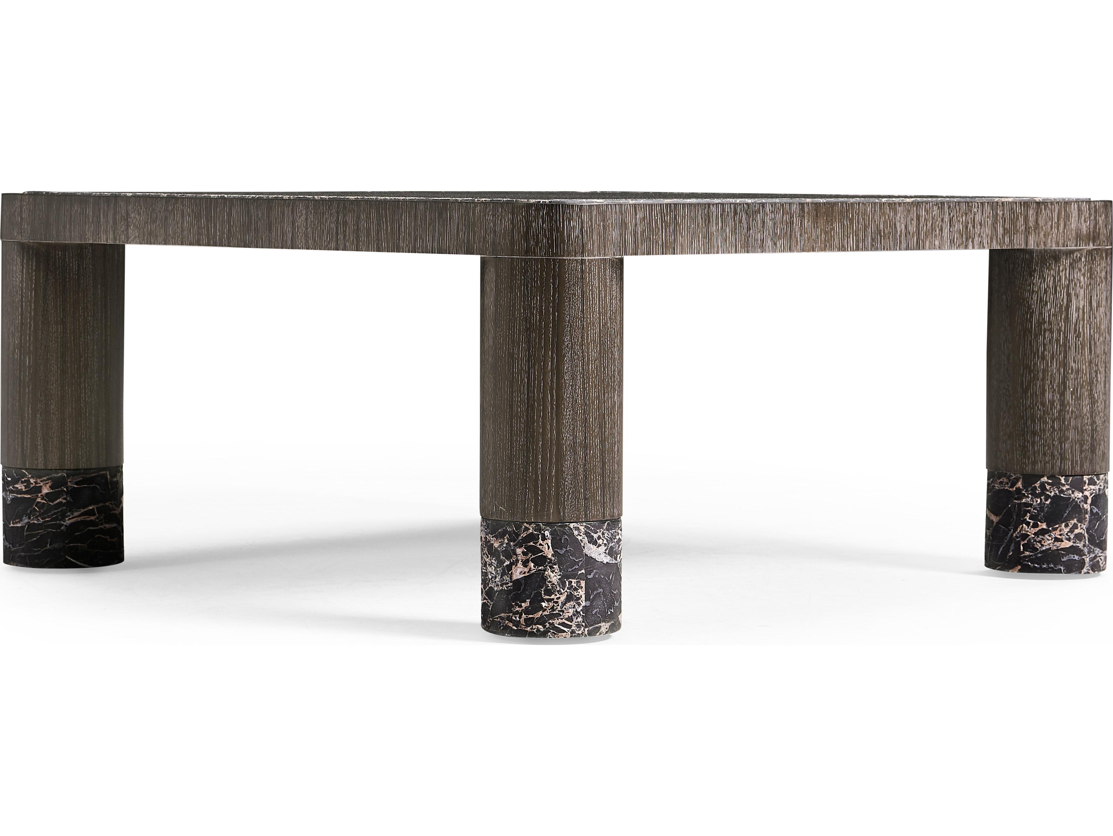 Jonathan Charles Jc Modern Square Marble Chocolate Apricot Oak Coffee Table