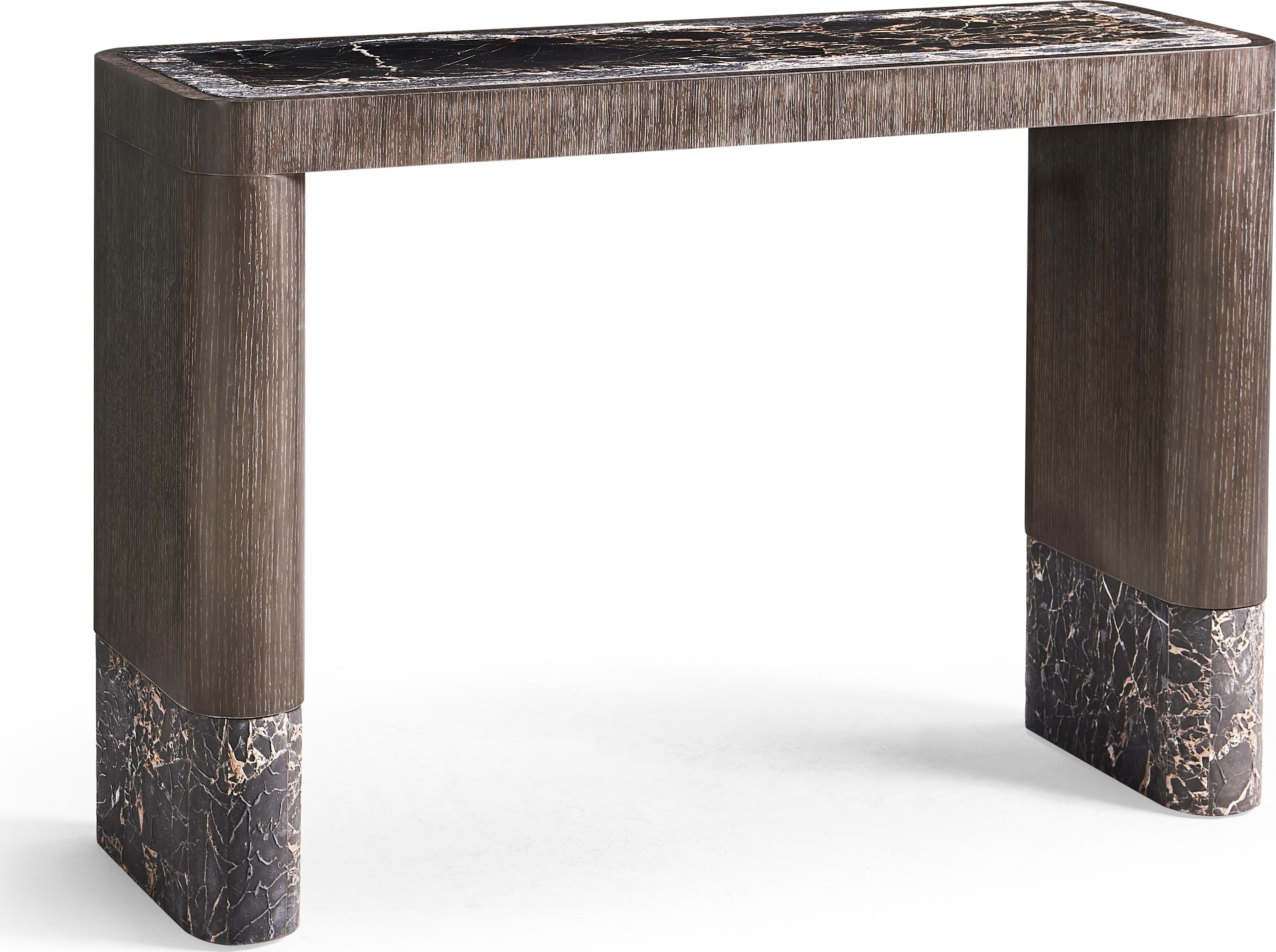 Jonathan Charles Jc Modern Rectangular Marble Chocolate Apricot Oak Console Table