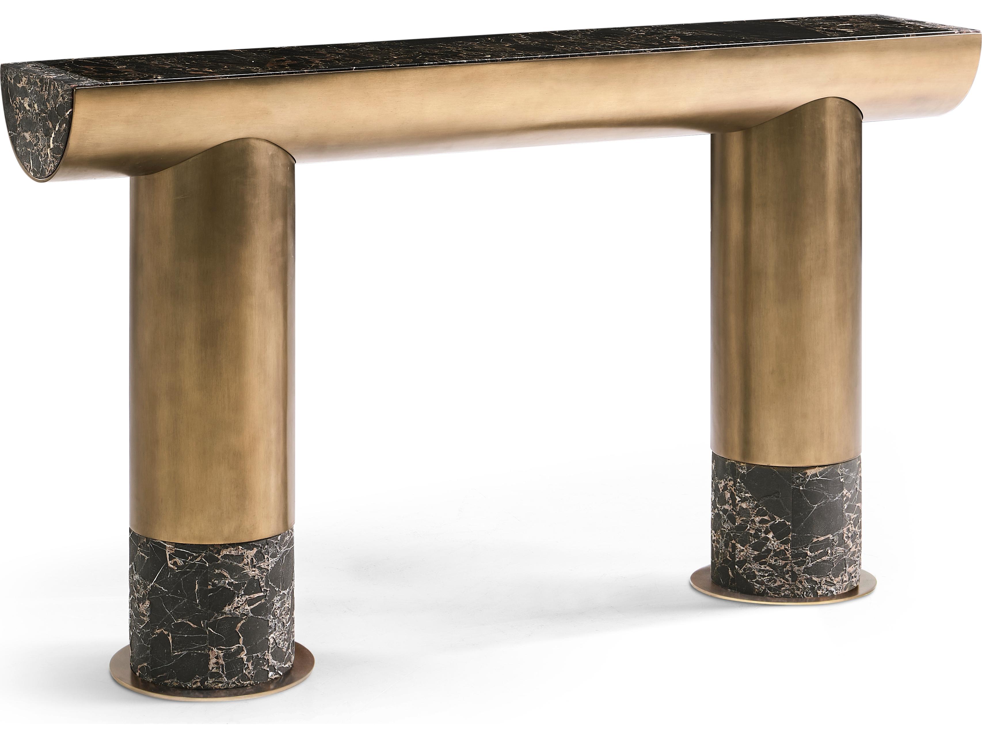 Jonathan Charles Jc Modern Rectangular Marble Industrial Bronze Console Table