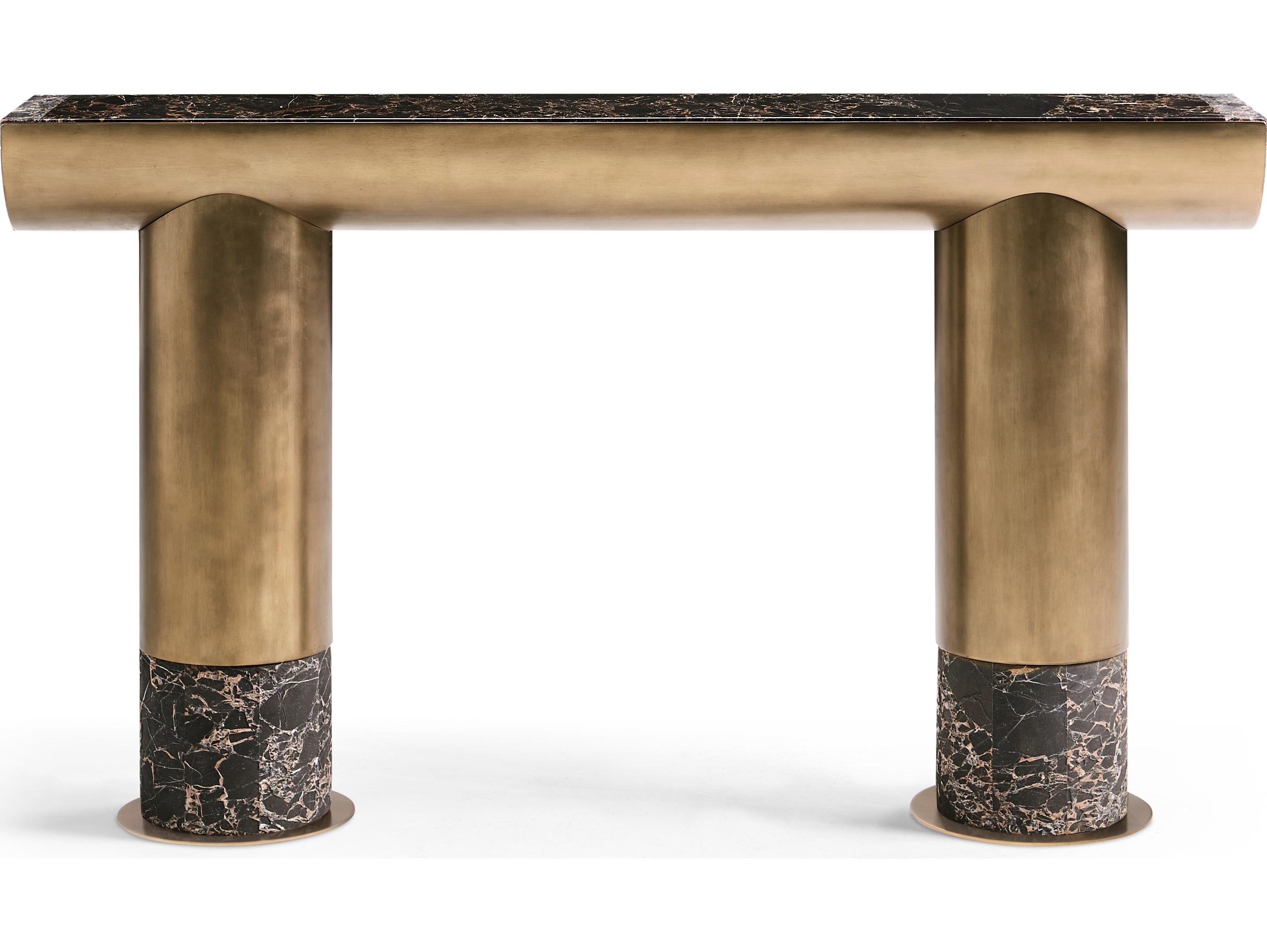 Jonathan Charles Jc Modern Rectangular Marble Industrial Bronze Console Table
