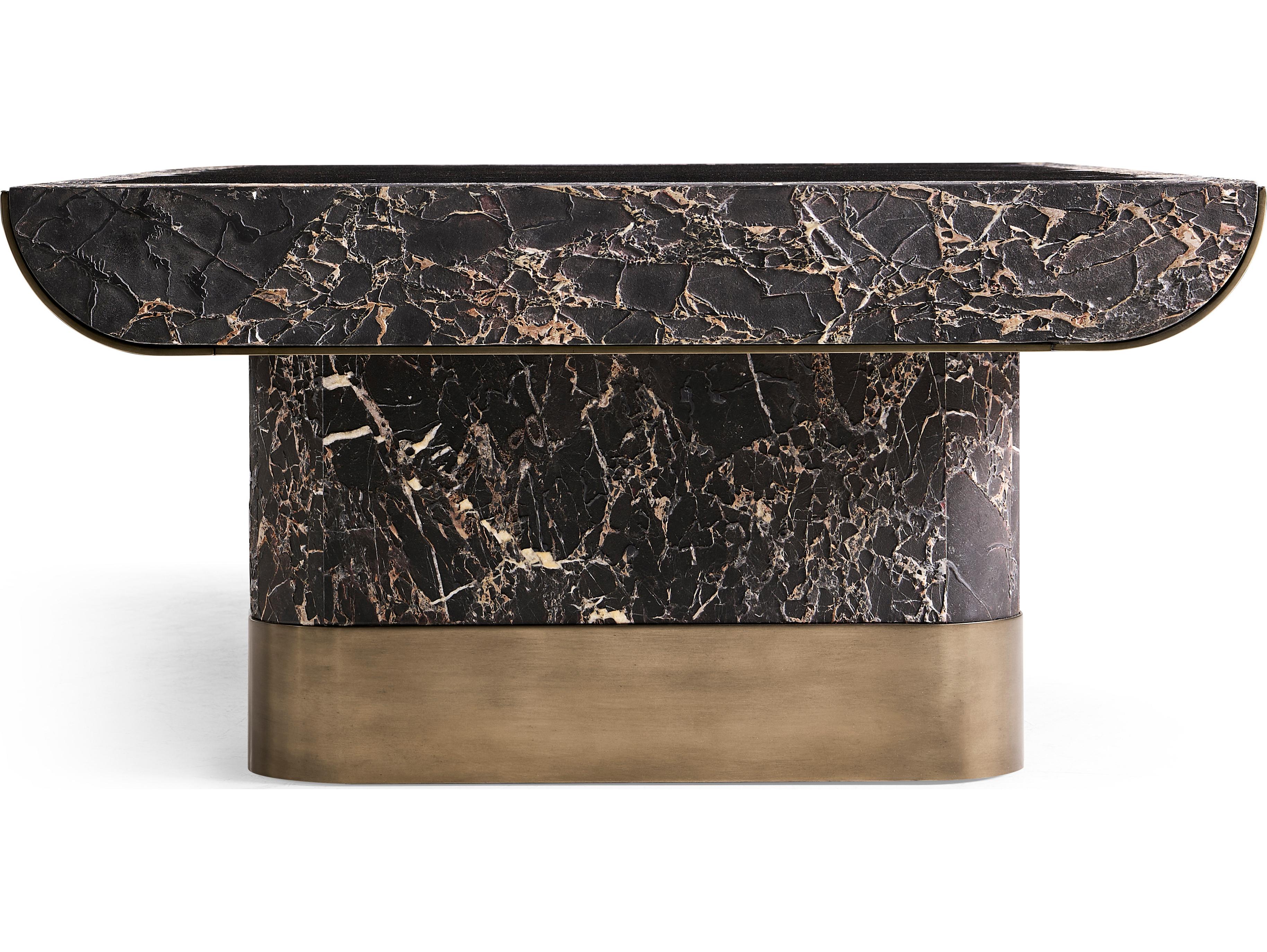 Jonathan Charles Jc Modern Rectangular Marble Industrial Bronze Coffee Table