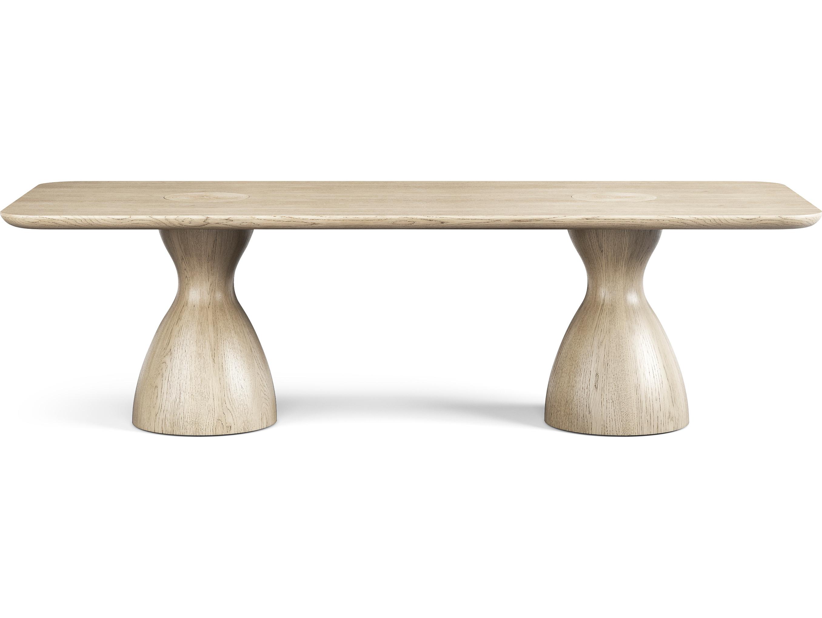 Jonathan Charles Water Rectangular Wood White Washed Oak Dining Table