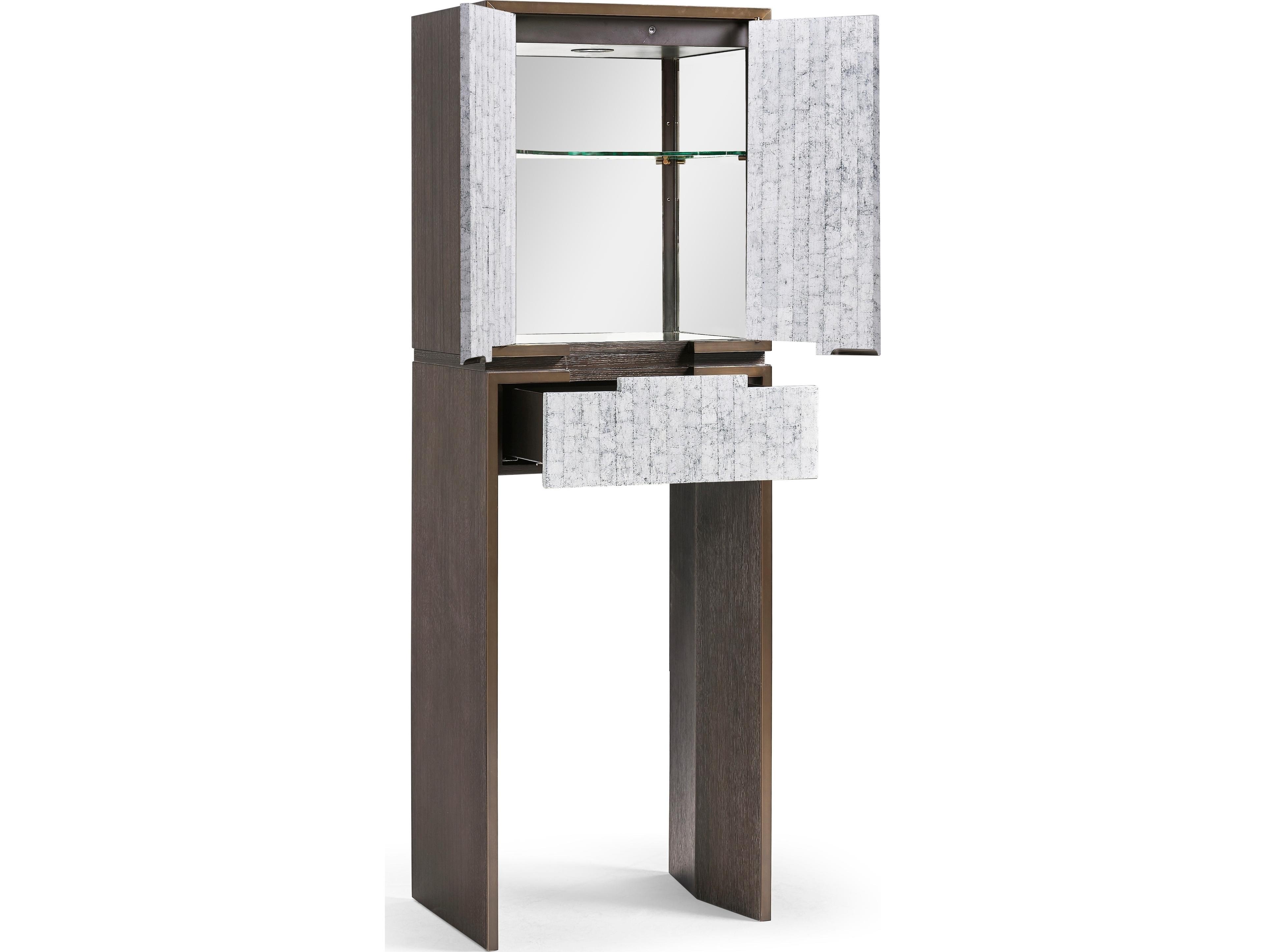 Jonathan Charles Jc Modern Brown White Smoke Eggshell Bar Cabinet