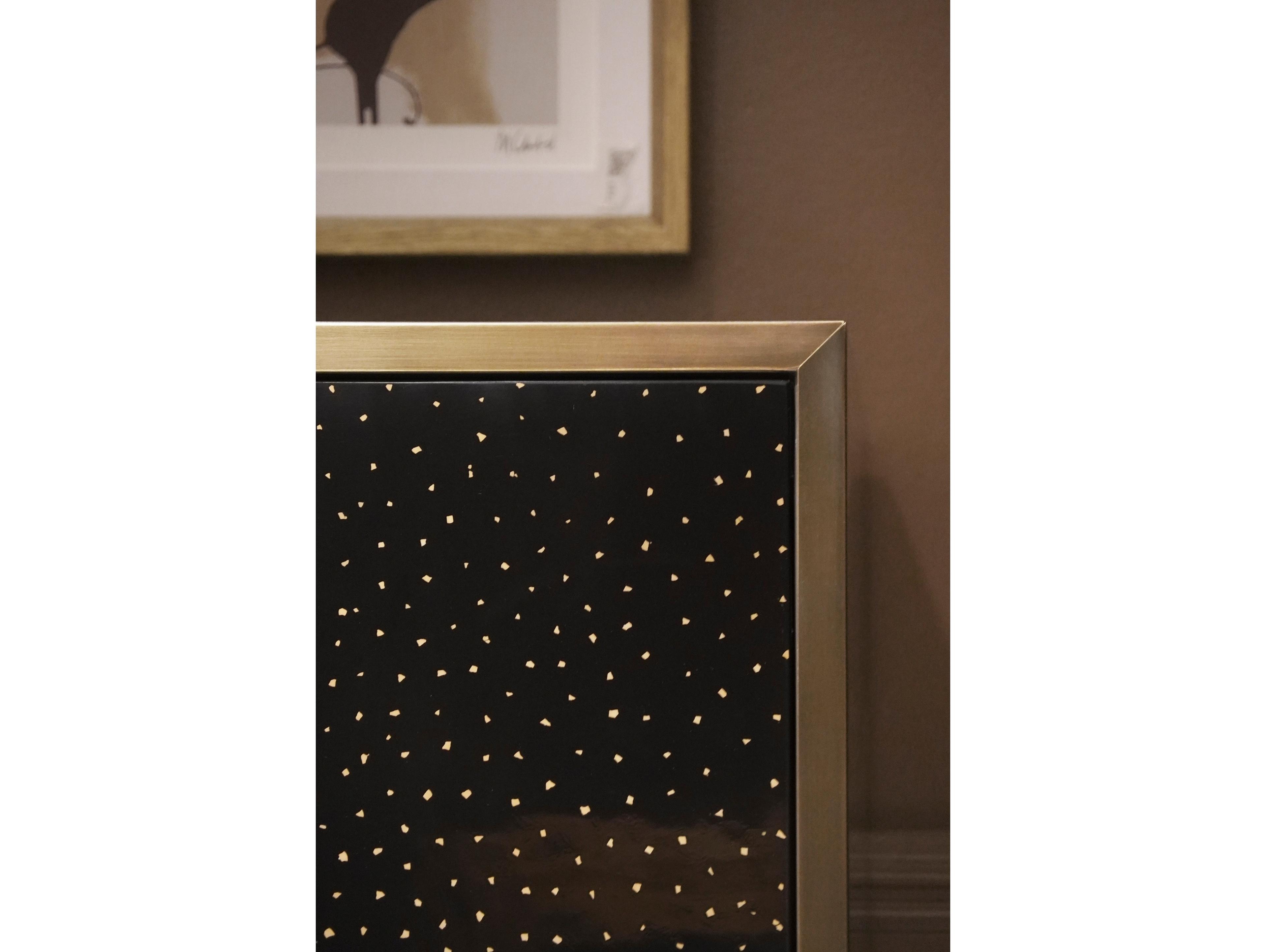 Jonathan Charles Jc Modern Brown Sunburst Black Eggshell Bar Cabinet