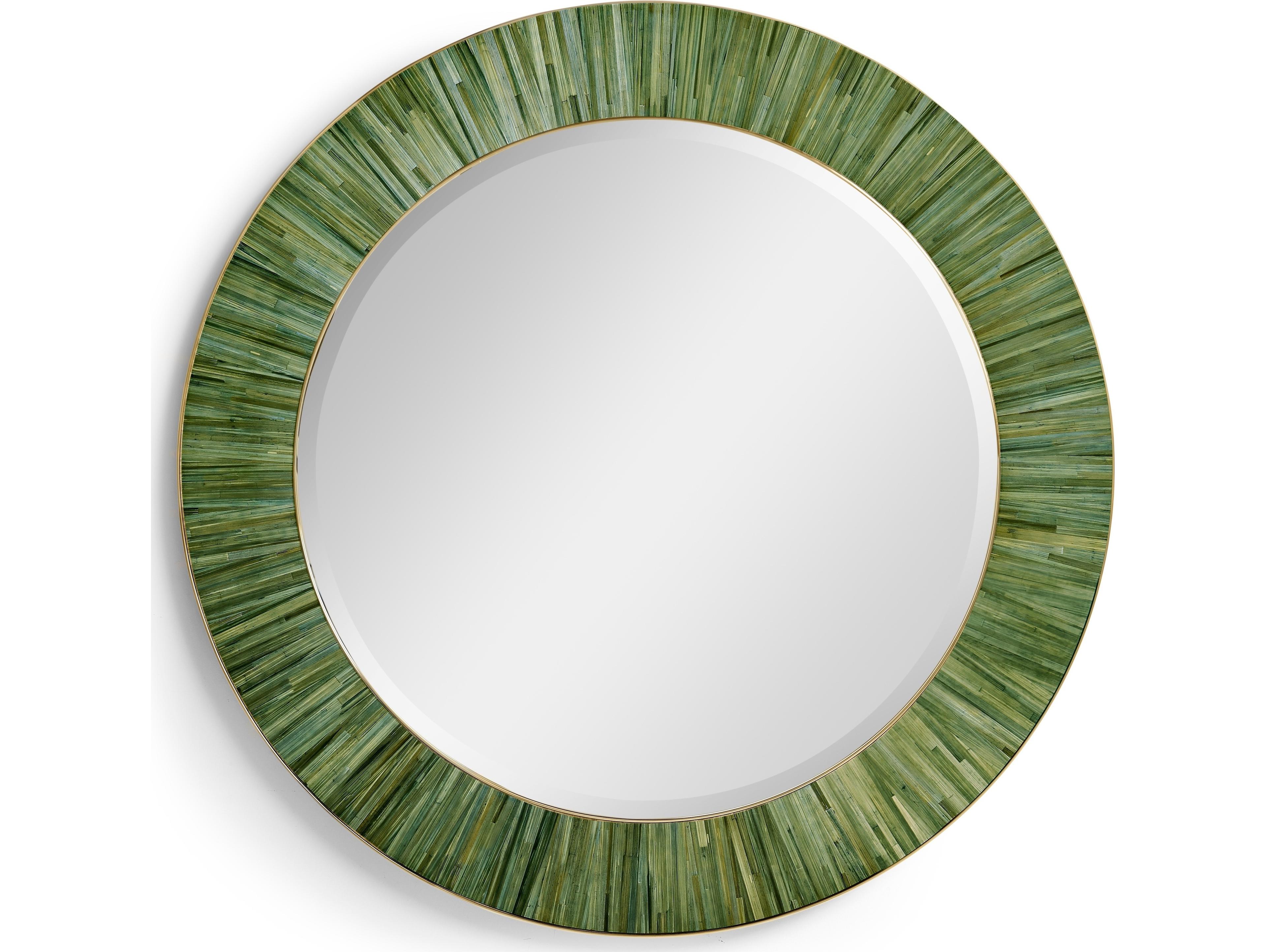 Jonathan Charles Jc Modern Jade Green Straw Wall Mirror Round