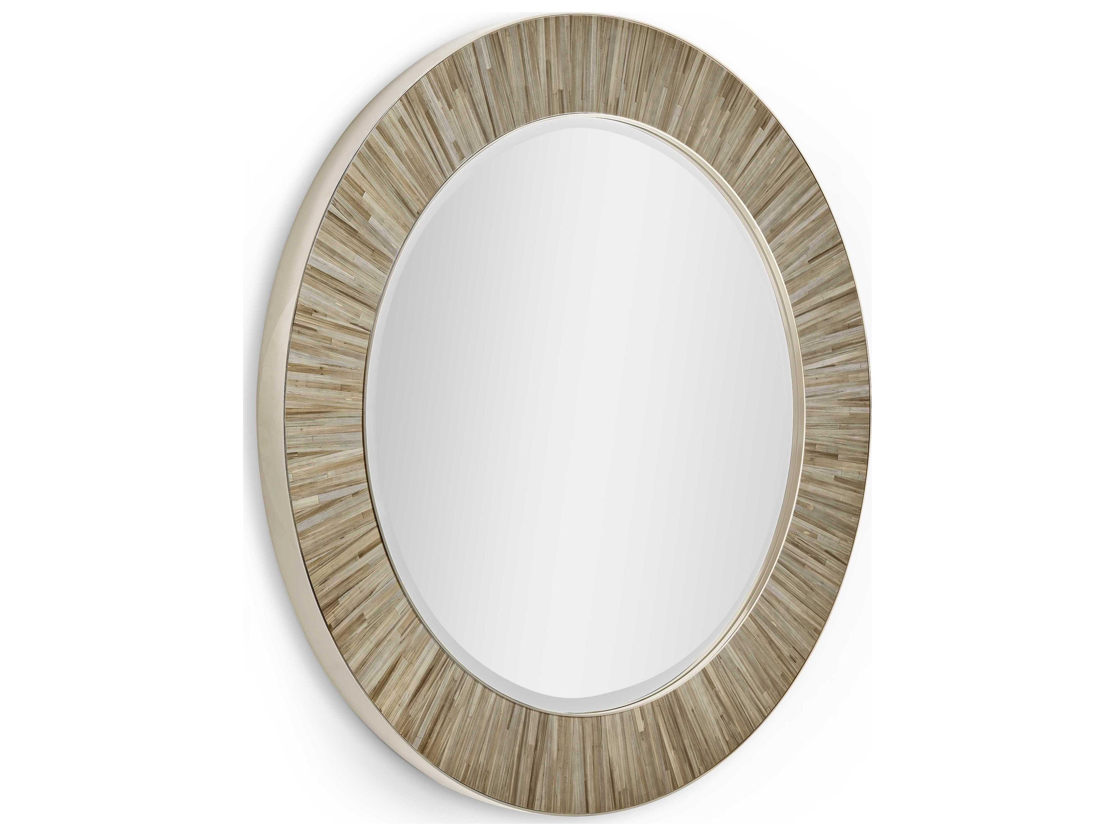 Jonathan Charles Jc Modern Natural Straw Wall Mirror Round