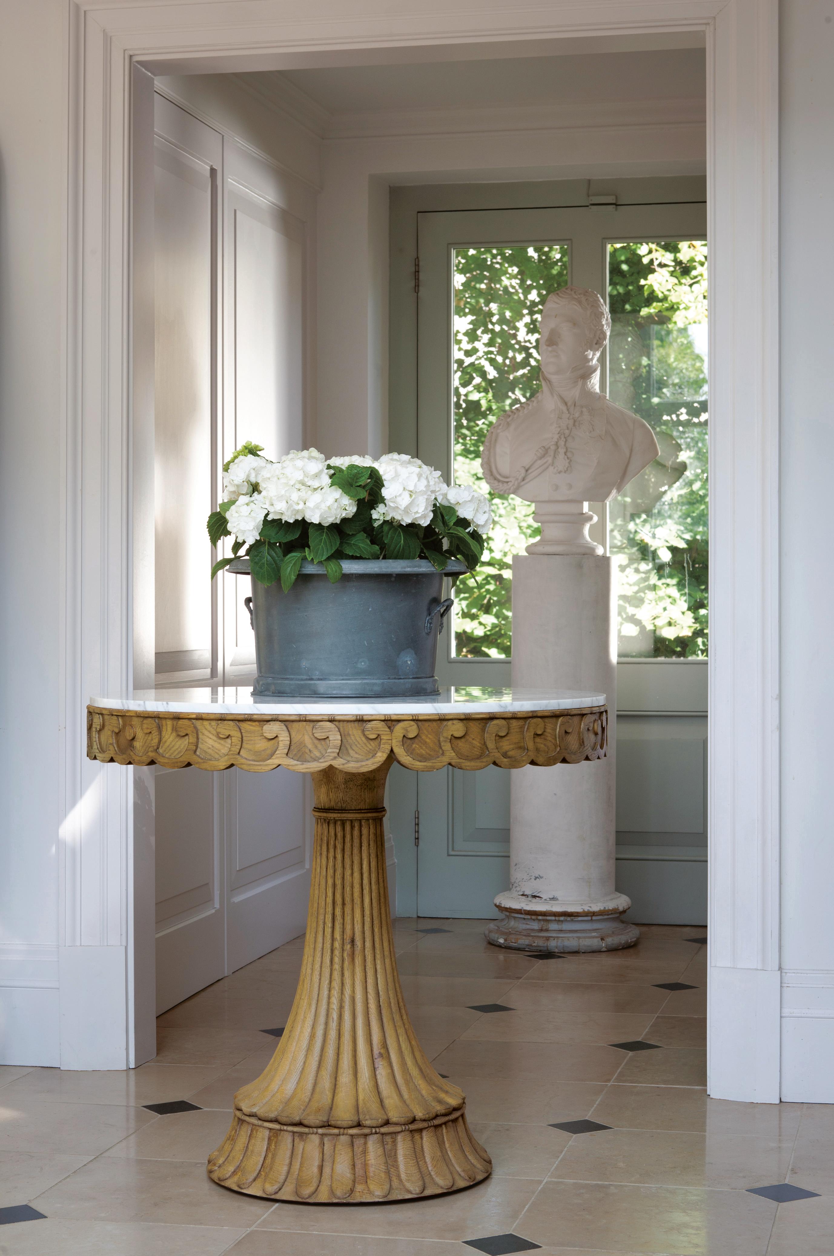 Jonathan Charles William Yeoward Round Marble Washed Oak End Table