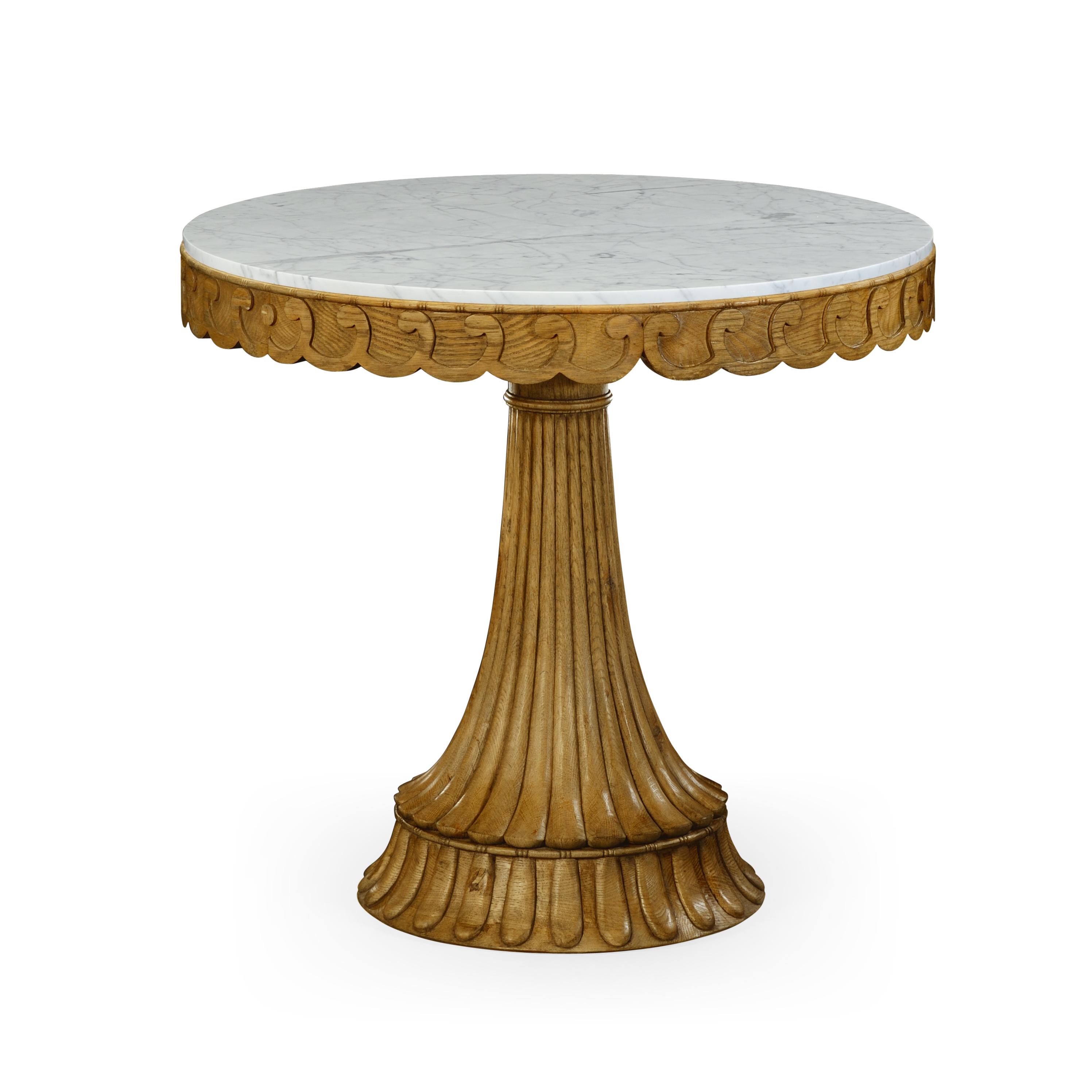 Jonathan Charles William Yeoward Round Marble Washed Oak End Table