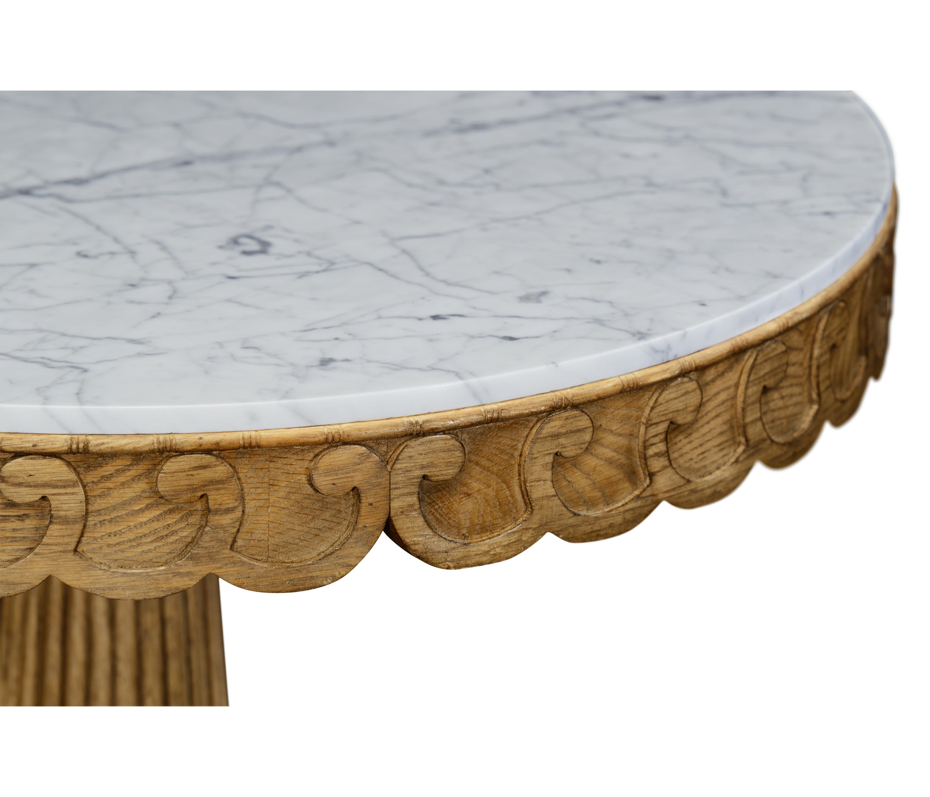 Jonathan Charles William Yeoward Round Marble Washed Oak End Table