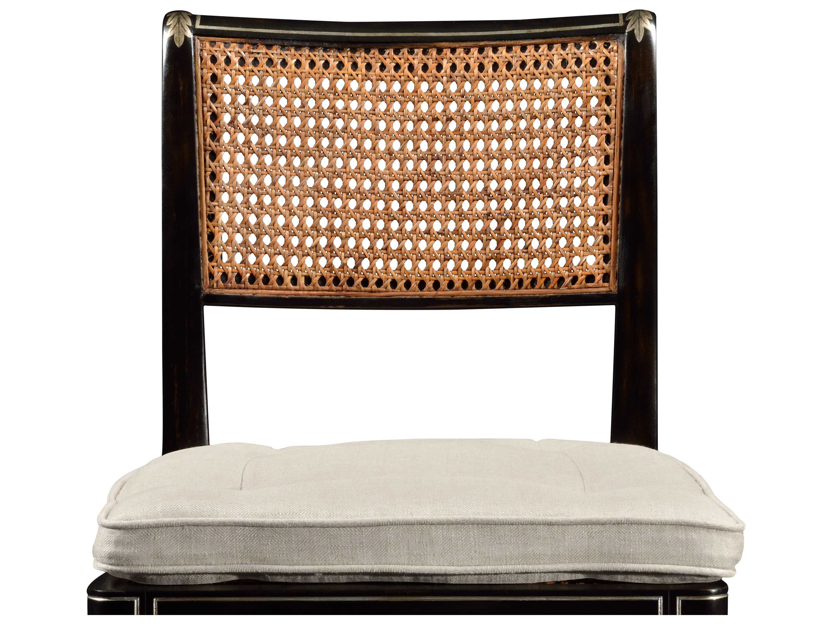 Jonathan Charles William Yeoward Collected Acacia Wood Black Upholstered Side Dining Chair