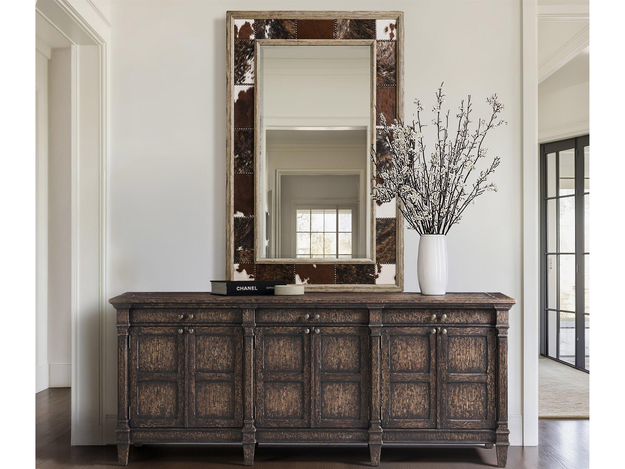 Jonathan Charles Caldera Brown Sideboard and Mirror Set