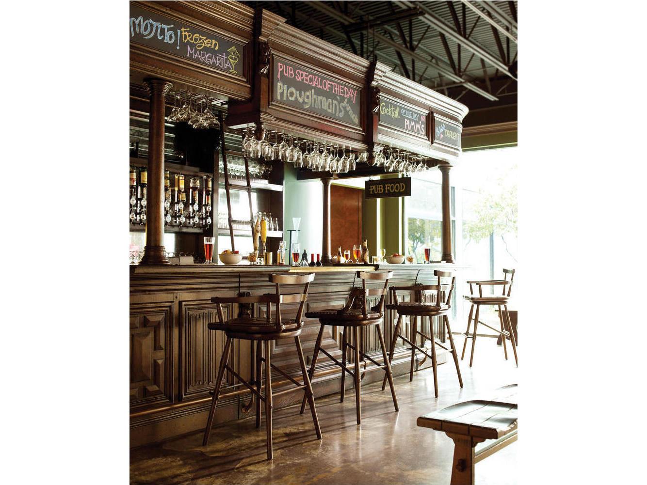 Jonathan Charles Tudor Oak Wood Bar Dining Room Set