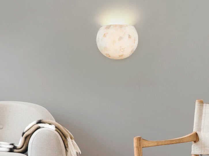 Justice Design Group Alabaster Rocks Globe 1-Light White Wall Sconce