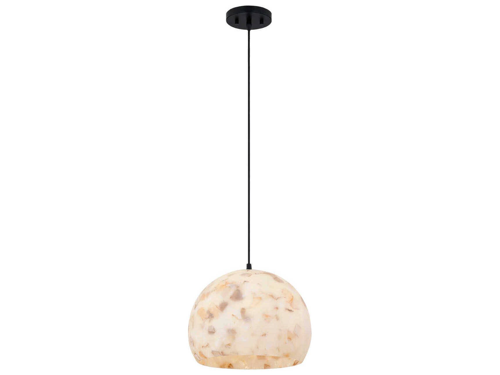 Justice Design Group Alabaster Rocks Globe 1-Light Matte Black Mini Pendant