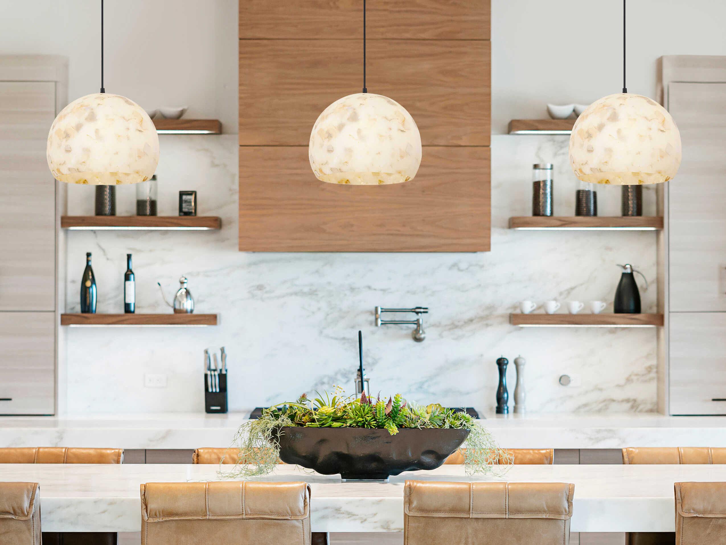 Justice Design Group Alabaster Rocks Globe 1-Light Matte Black Mini Pendant