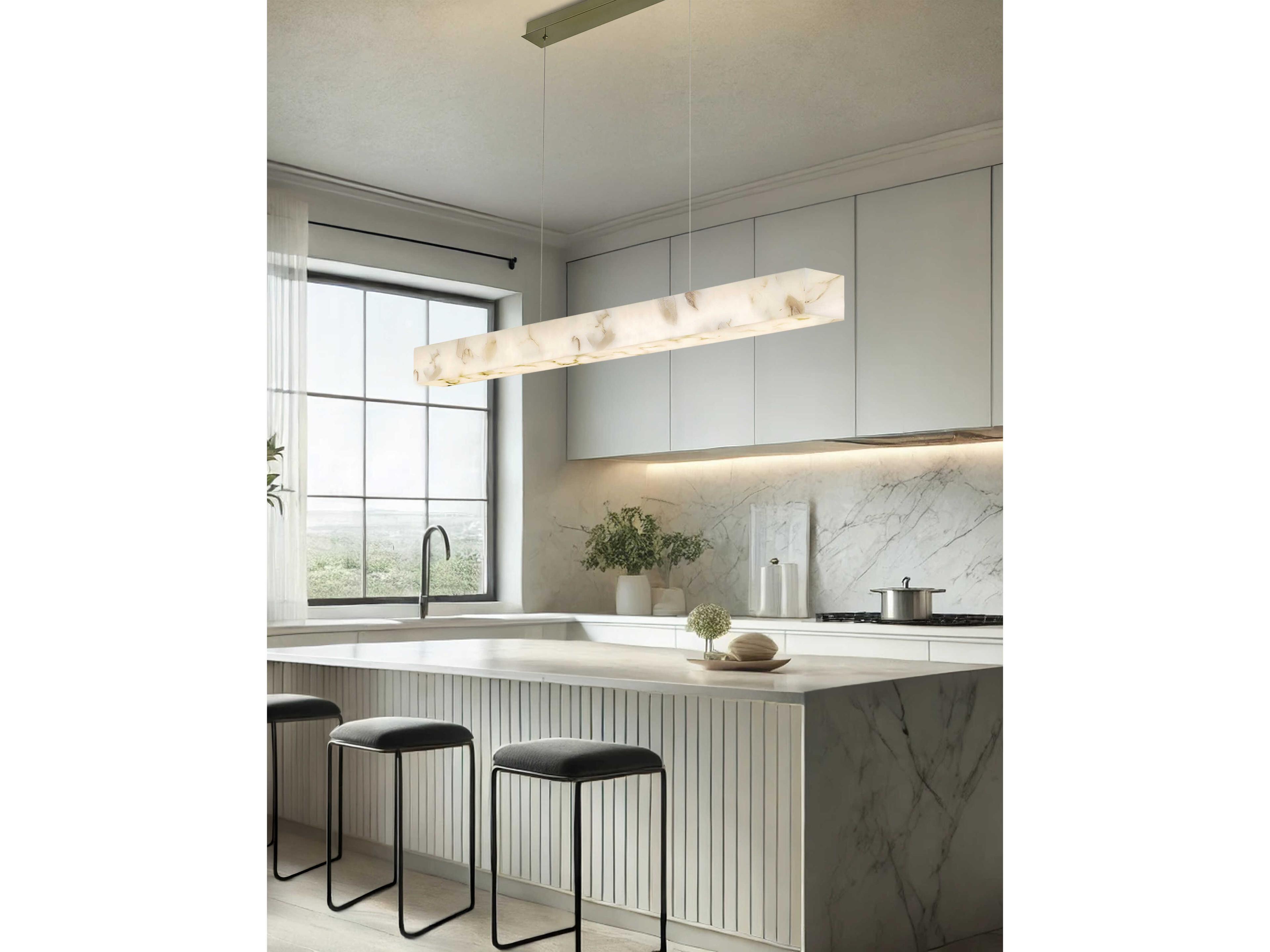 Justice Design Group Lumenaria Medley Brushed Brass White Linear Island Pendant