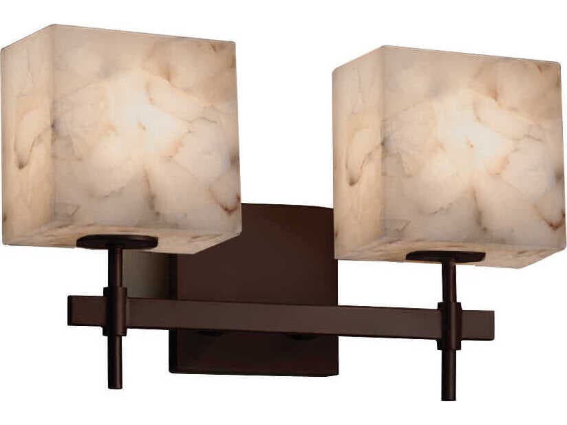 Justice Design Group Alabaster Rocks 2-Light Bronze Vanity Light