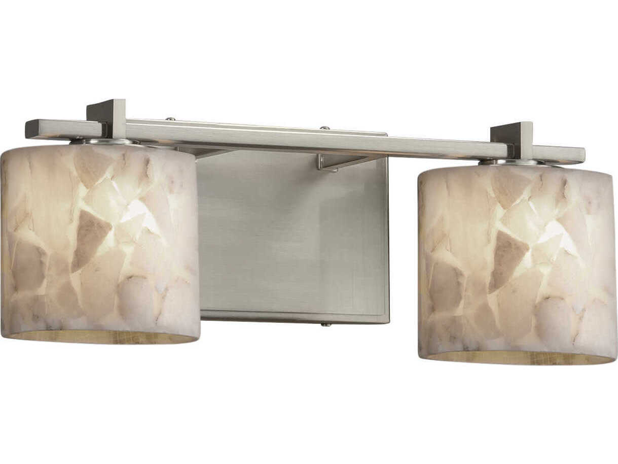 Justice Design Group Alabaster Rocks 2-Light Nickel Vanity Light