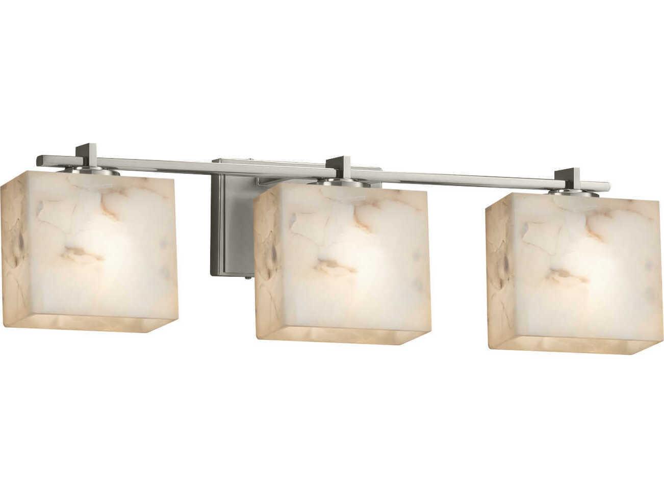 Justice Design Group Alabaster Rocks 3-Light Nickel Vanity Light