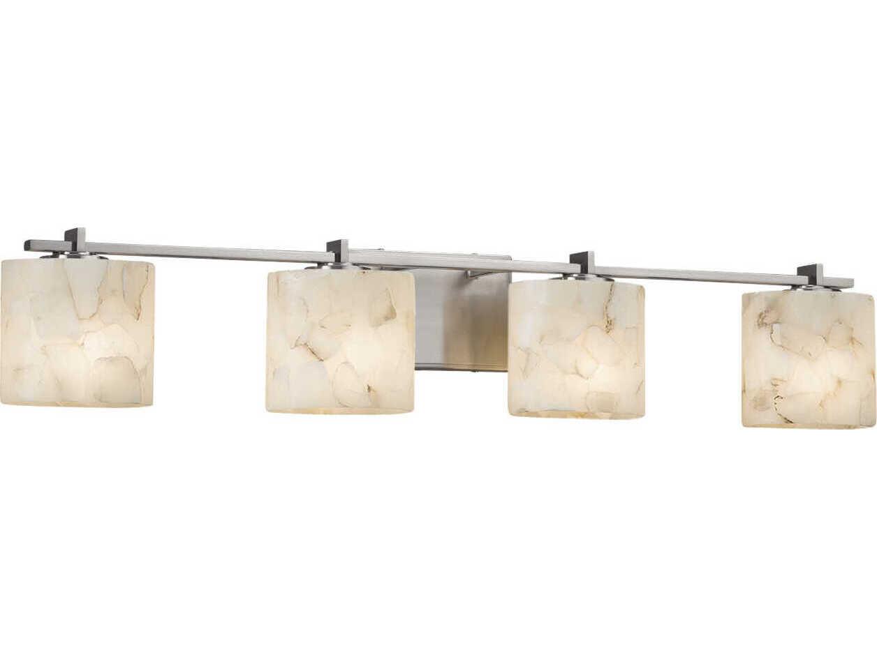 Justice Design Group Alabaster Rocks 4-Light Nickel Vanity Light