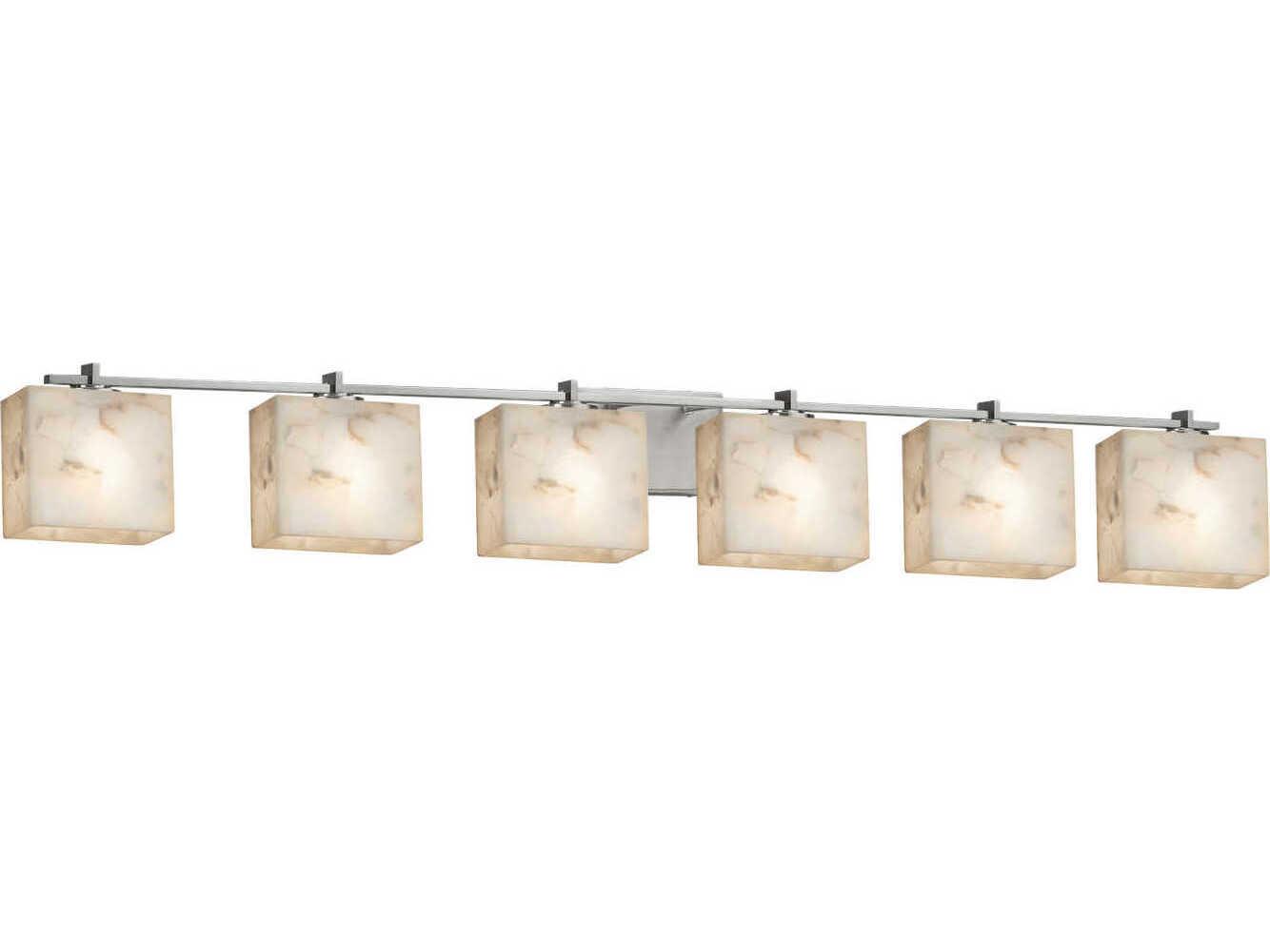 Justice Design Group Alabaster Rocks 6-Light Nickel Vanity Light