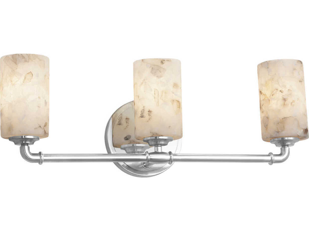 Justice Design Group Alabaster Rocks 3-Light Nickel Vanity Light