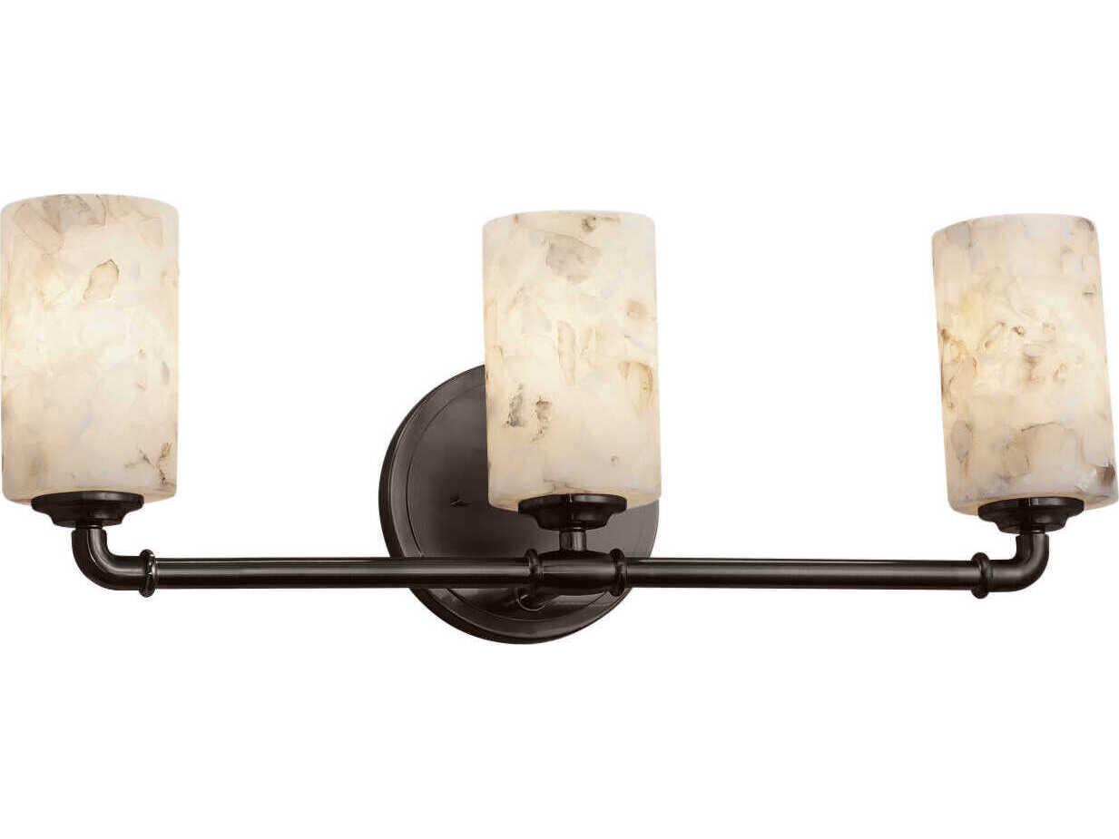 Justice Design Group Alabaster Rocks 3-Light Nickel Vanity Light