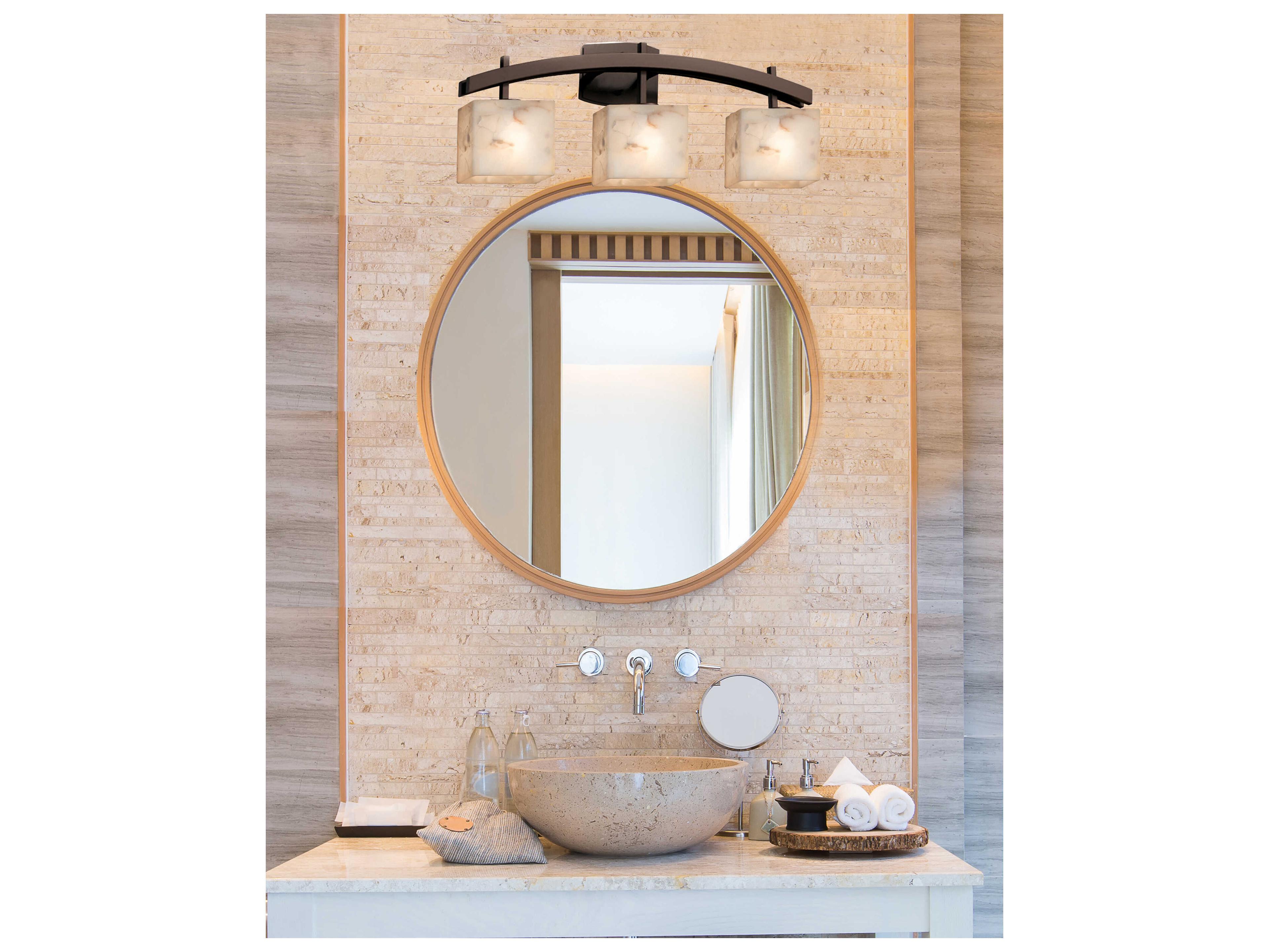 Justice Design Group Alabaster Rocks 3-Light Black Vanity Light