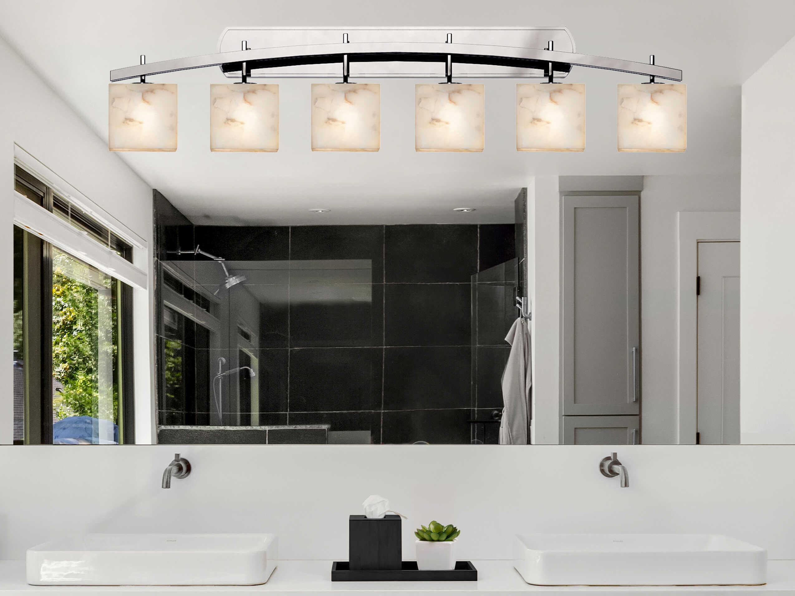 Justice Design Group Alabaster Rocks 6-Light Nickel Vanity Light