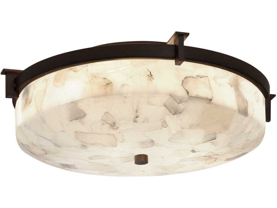Justice Design Group Alabaster Rocks 2-Light Bronze Round Flush Mount