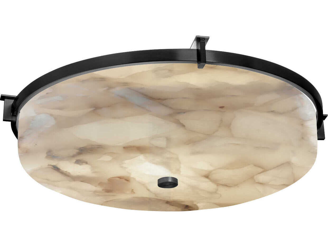 Justice Design Group Alabaster Rocks 3-Light Bronze Round Flush Mount